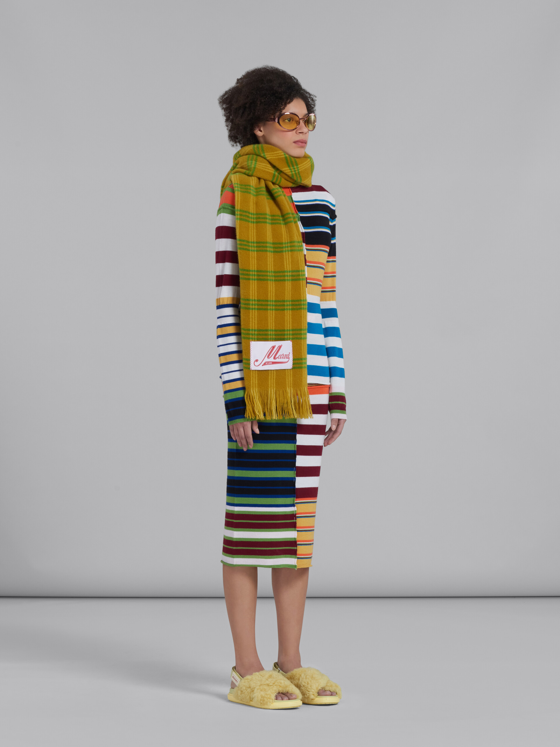 Multicoloured knit sweater with patchwork stripes - Pullovers - Image 5