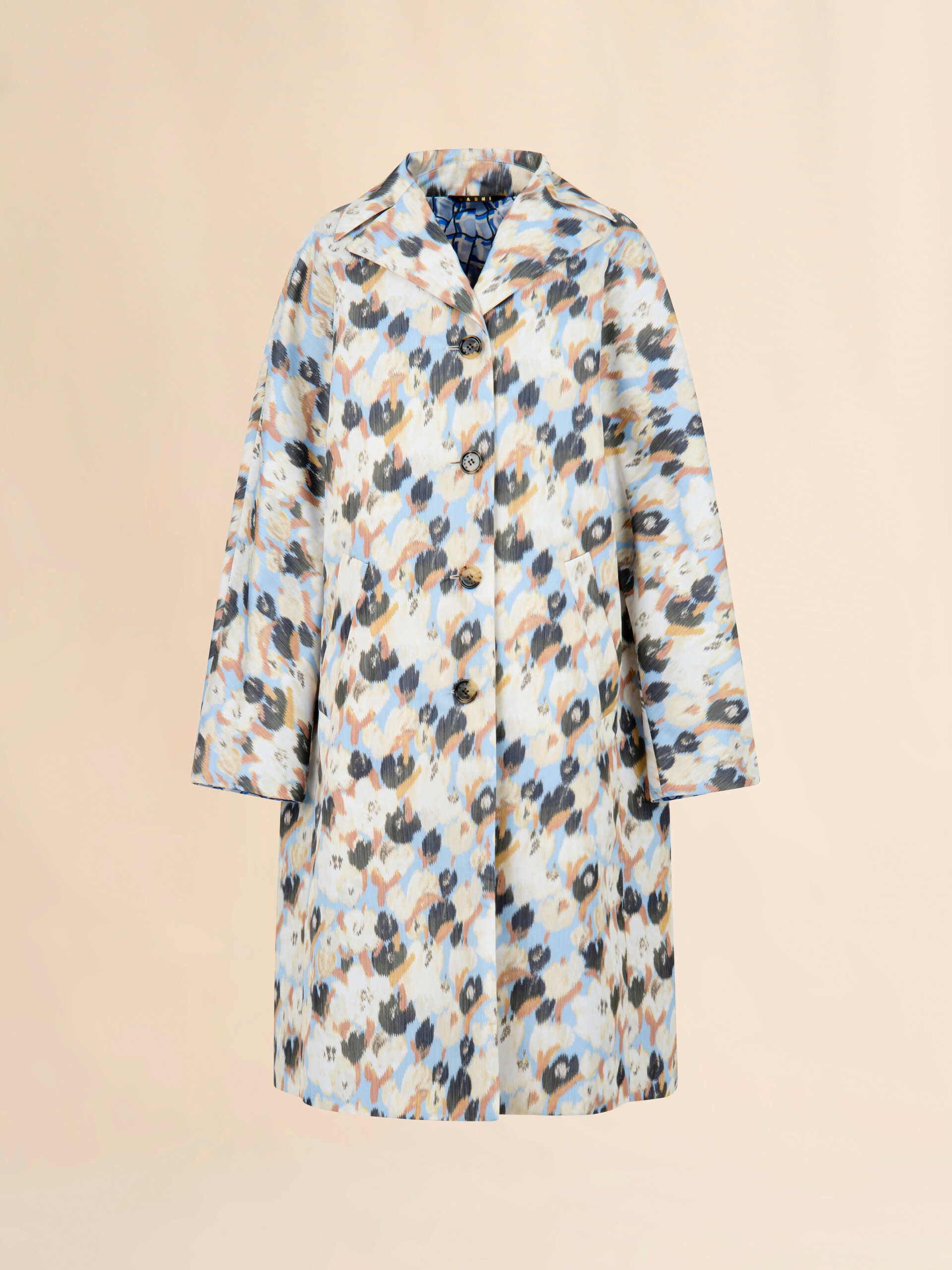 Blue duchesse reversible coat with contrast prints - Coats - Image 1