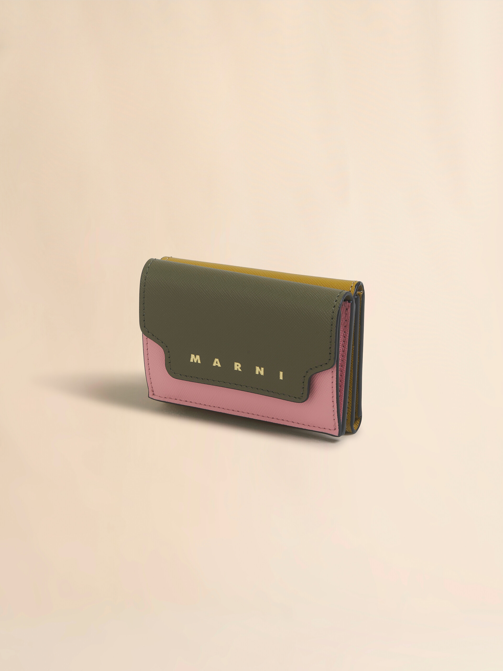 ブルー、ベージュ＆ライトブルー サフィアーノレザー製三つ折りウォレット - 財布 - Image 4