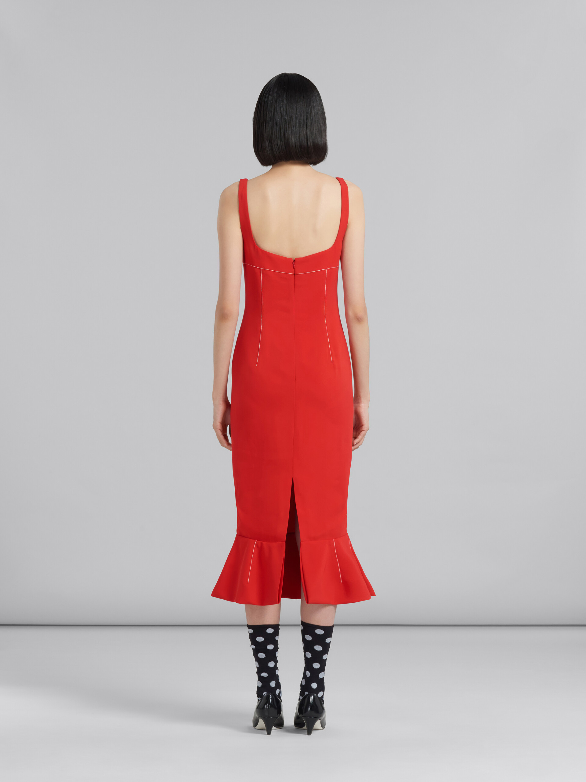Red cady sheath dress with flounce hem - Dresses - Image 3