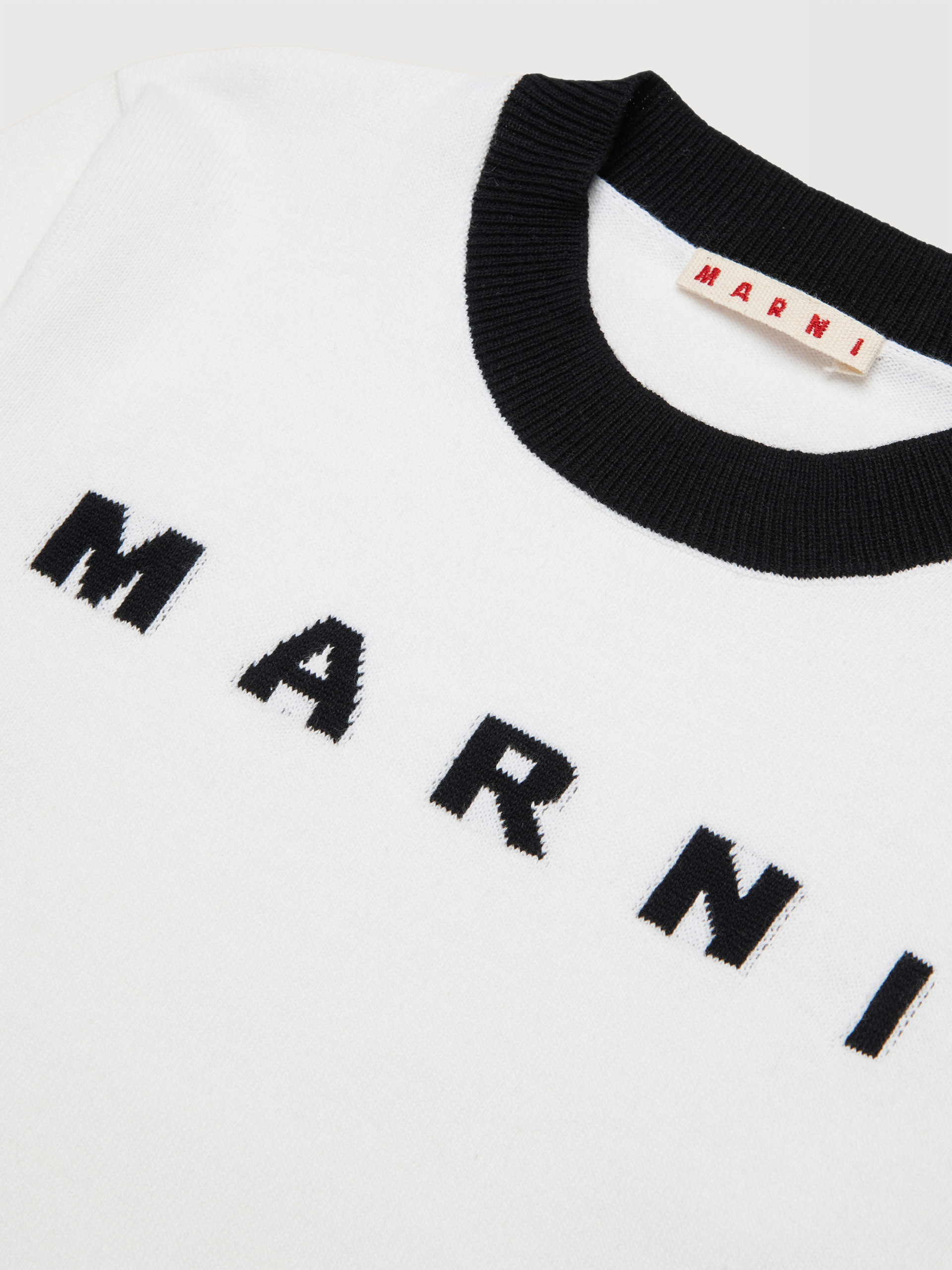 White cotton jumper with maxi Marni logo - Knitwear - Image 4