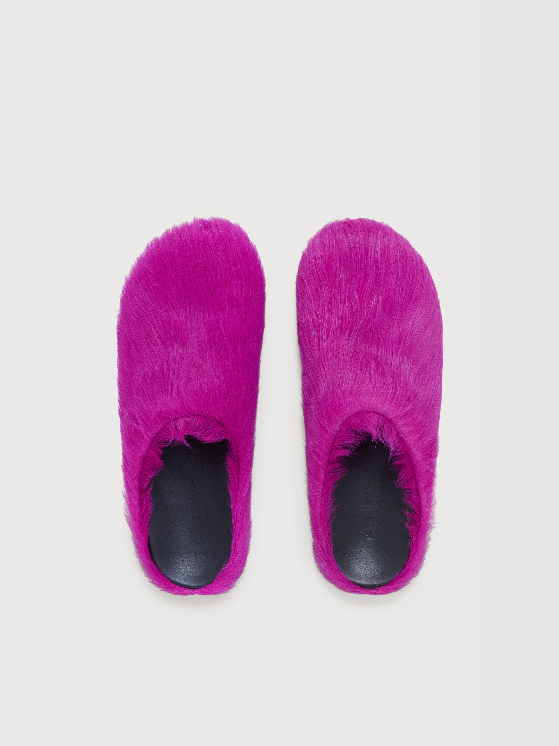 Deep blue long hair calfskin Fussbett sabot - Sandals - Image 4