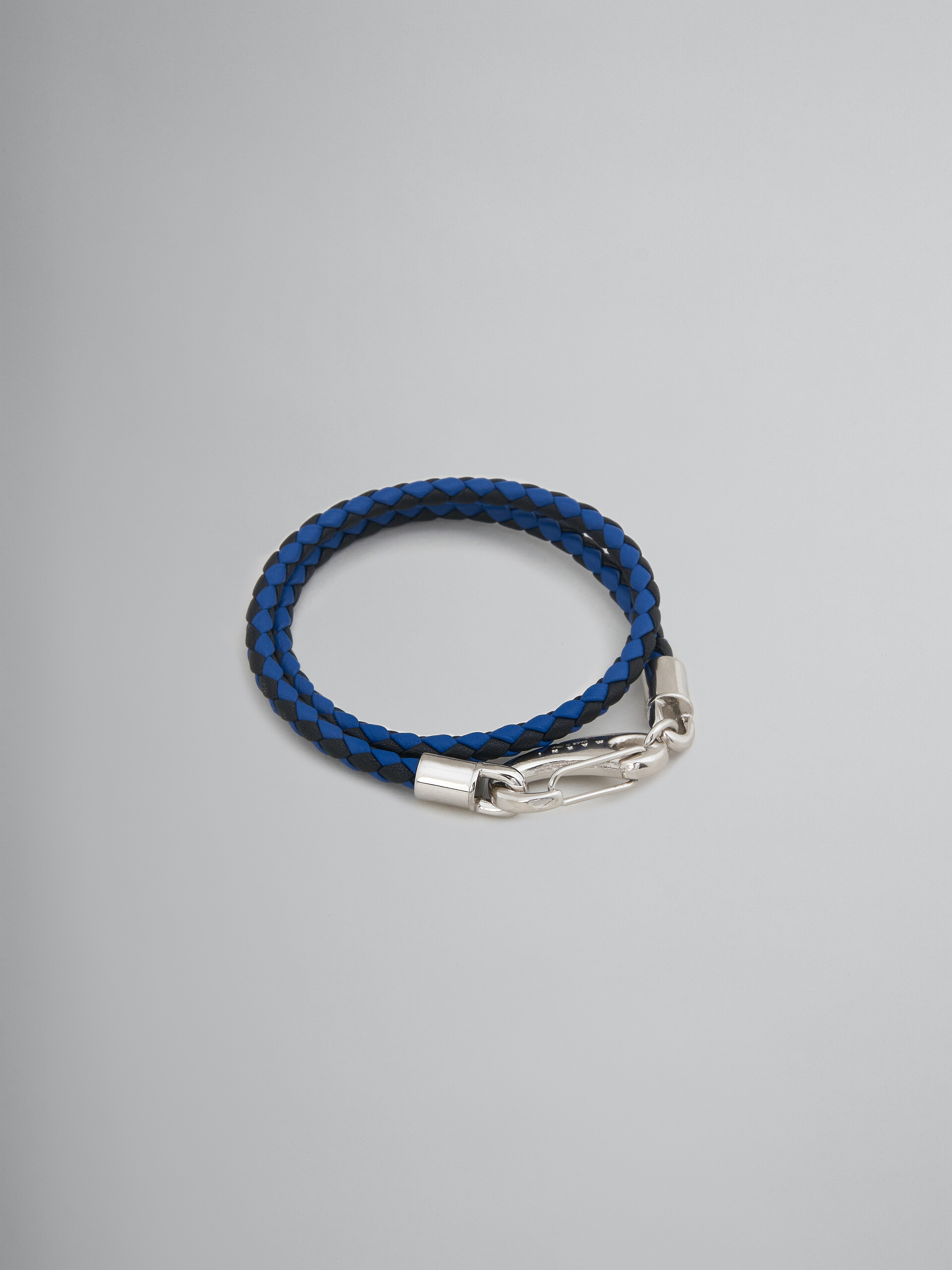 Blue and black woven leather bracelet - Bracelets - Image 1