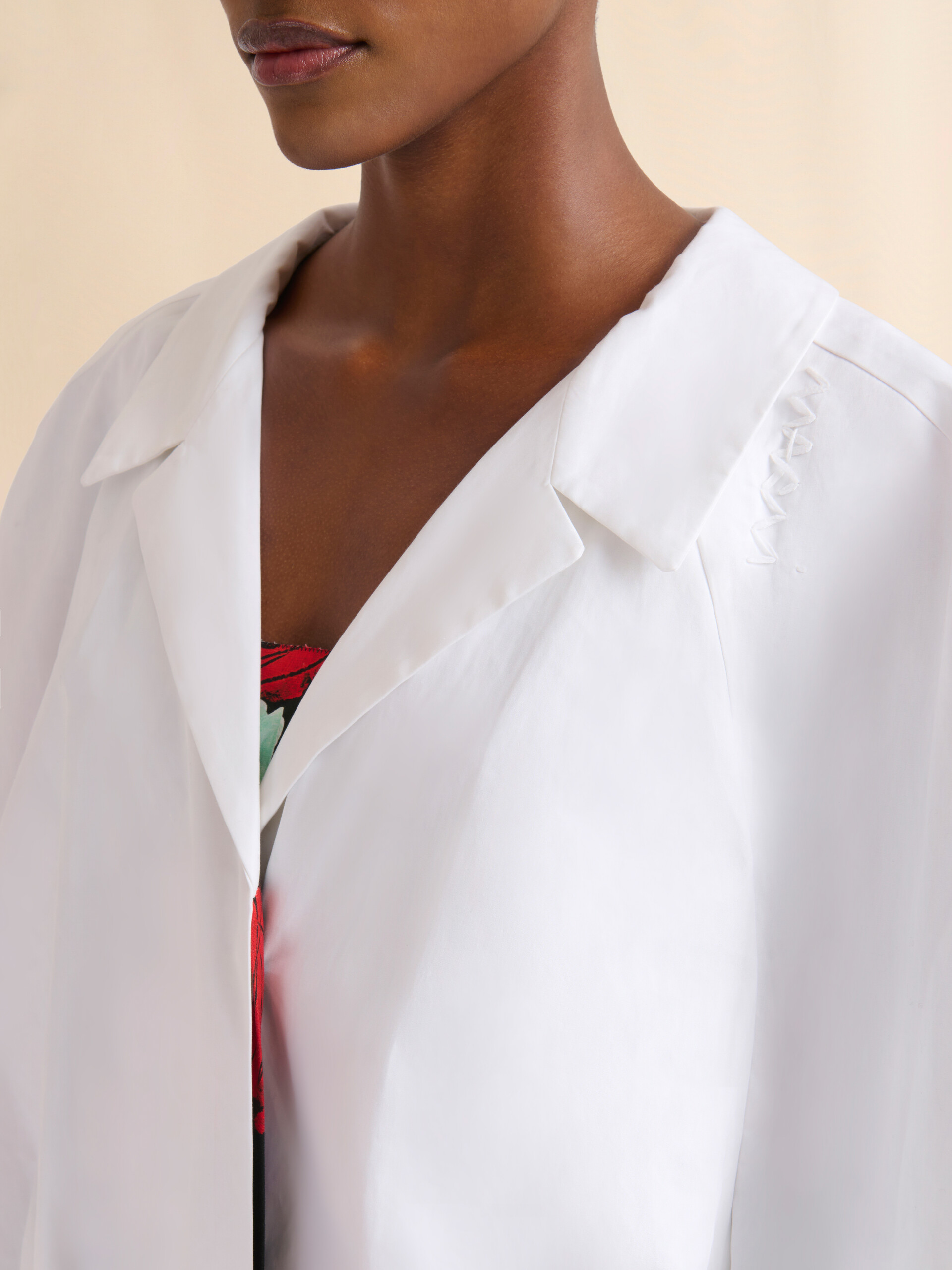 White bonded cotton oversized duster coat - Coats - Image 3