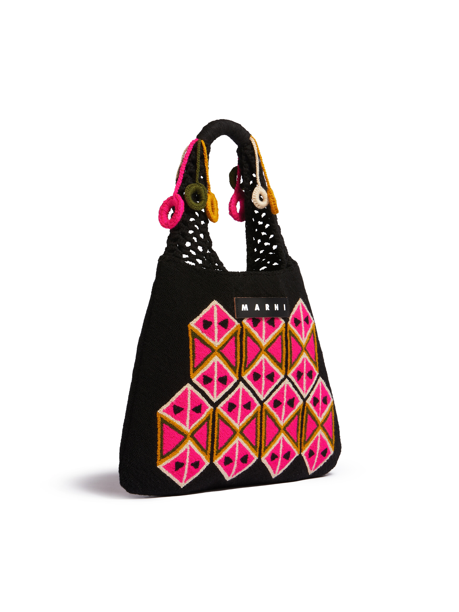 Black MARNI MARKET BELL tech wool bag - Shopping Bags - Image 2