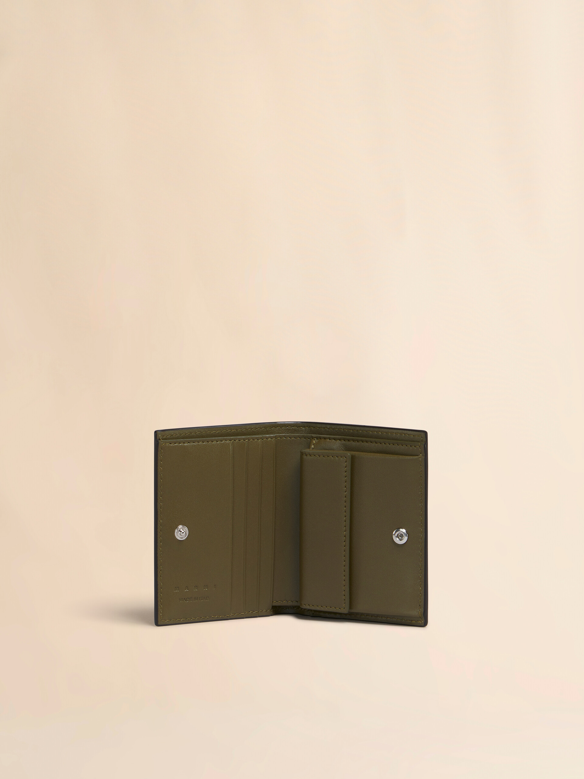 Marni Mending 자수 디테일 브라운 가죽 2단 지갑 - 지갑 - Image 2