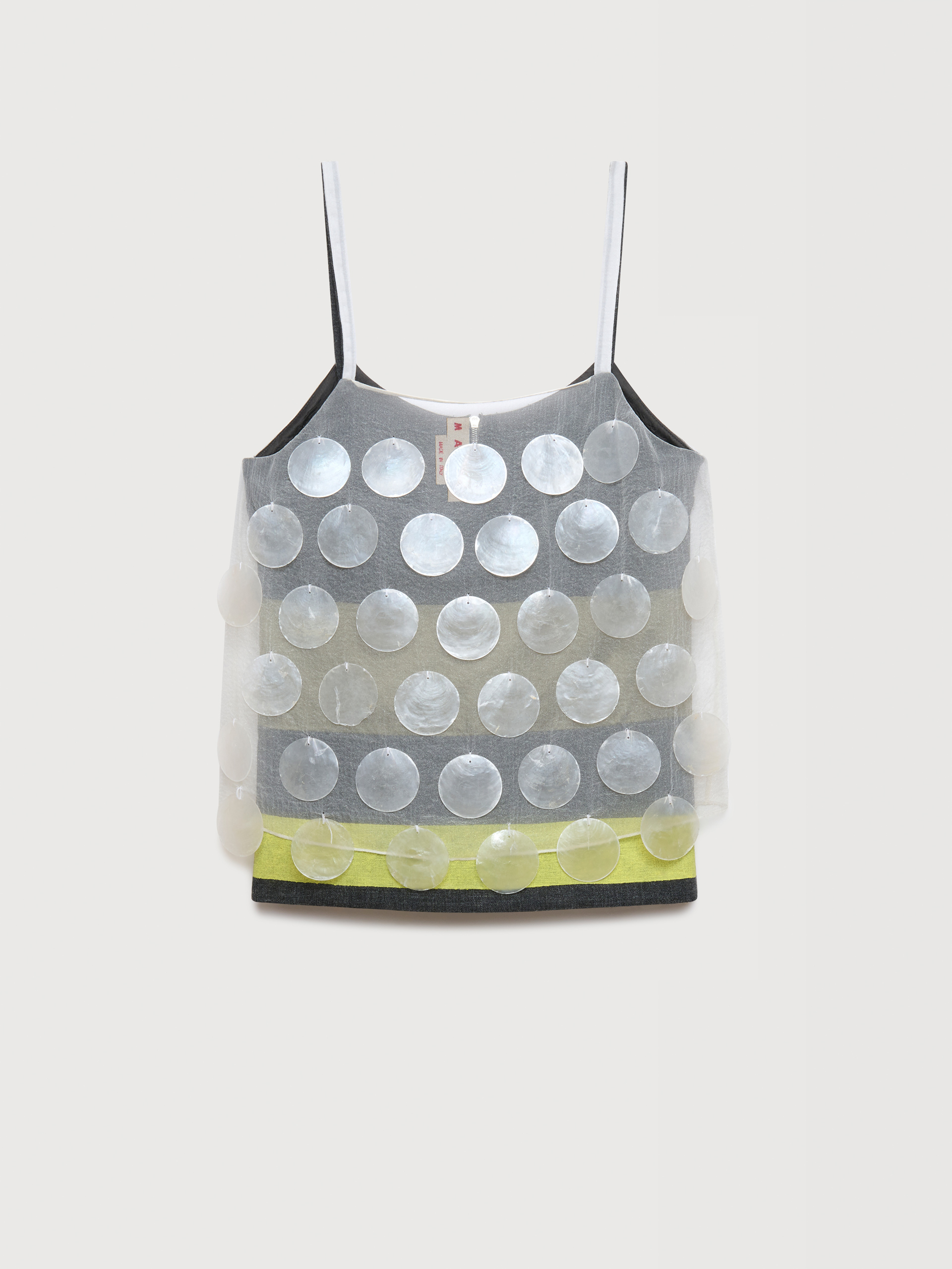 White mother-of-pearl maxi sequin top - Shirts - Image 1