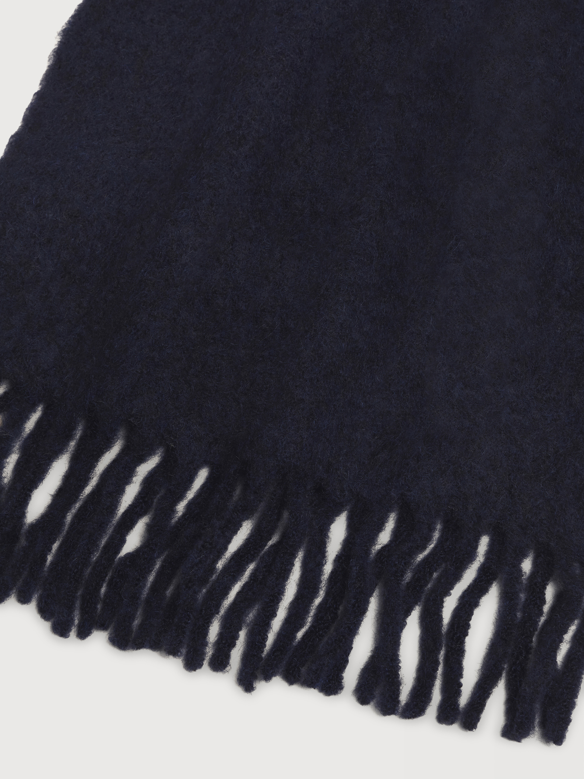 Blue brushed alpaca scarf with fringes - Scarves - Image 3