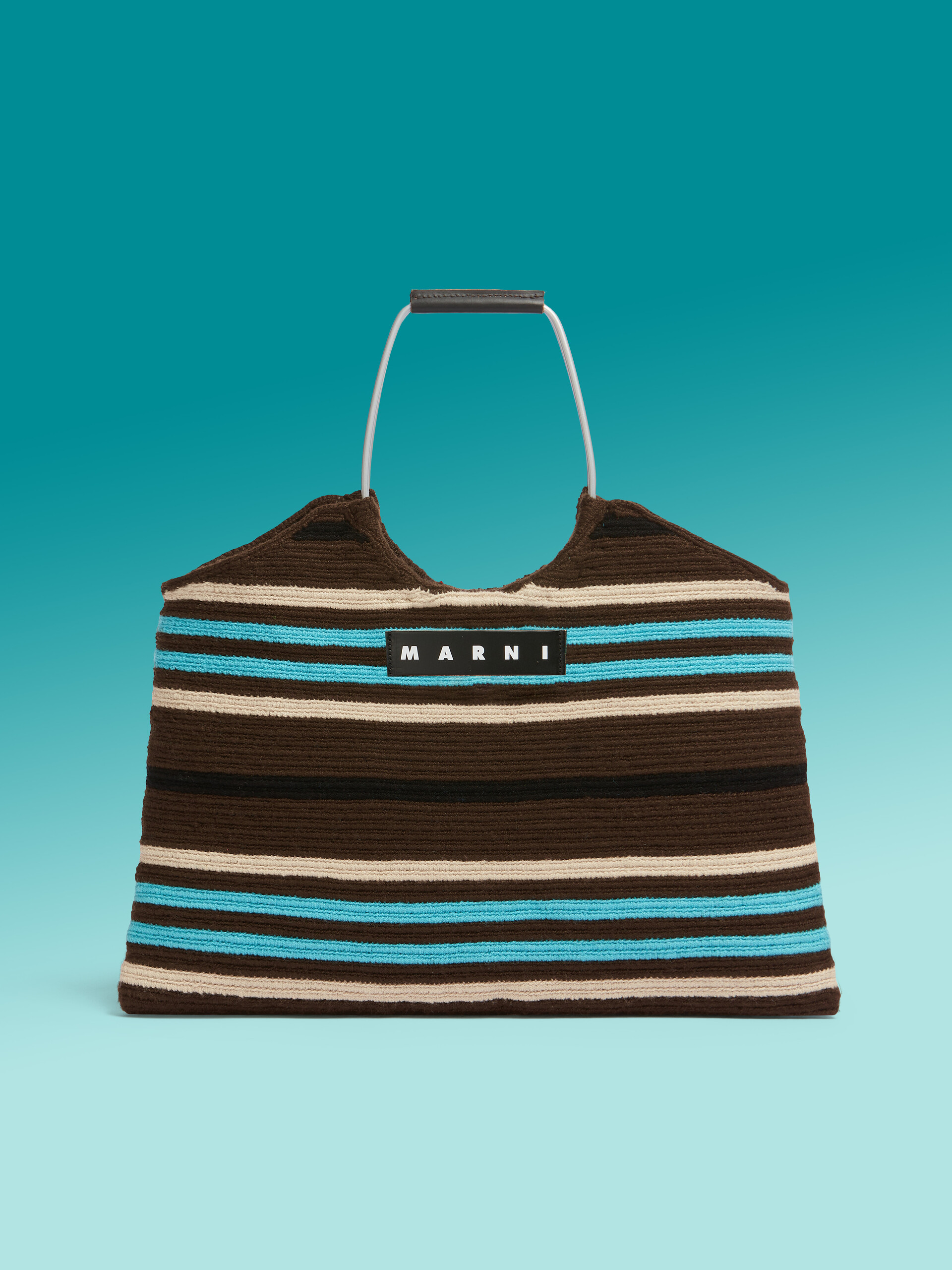 Dark Brown And Blue Marni Market Large Riviera Bag - Shopping Bags - Image 1
