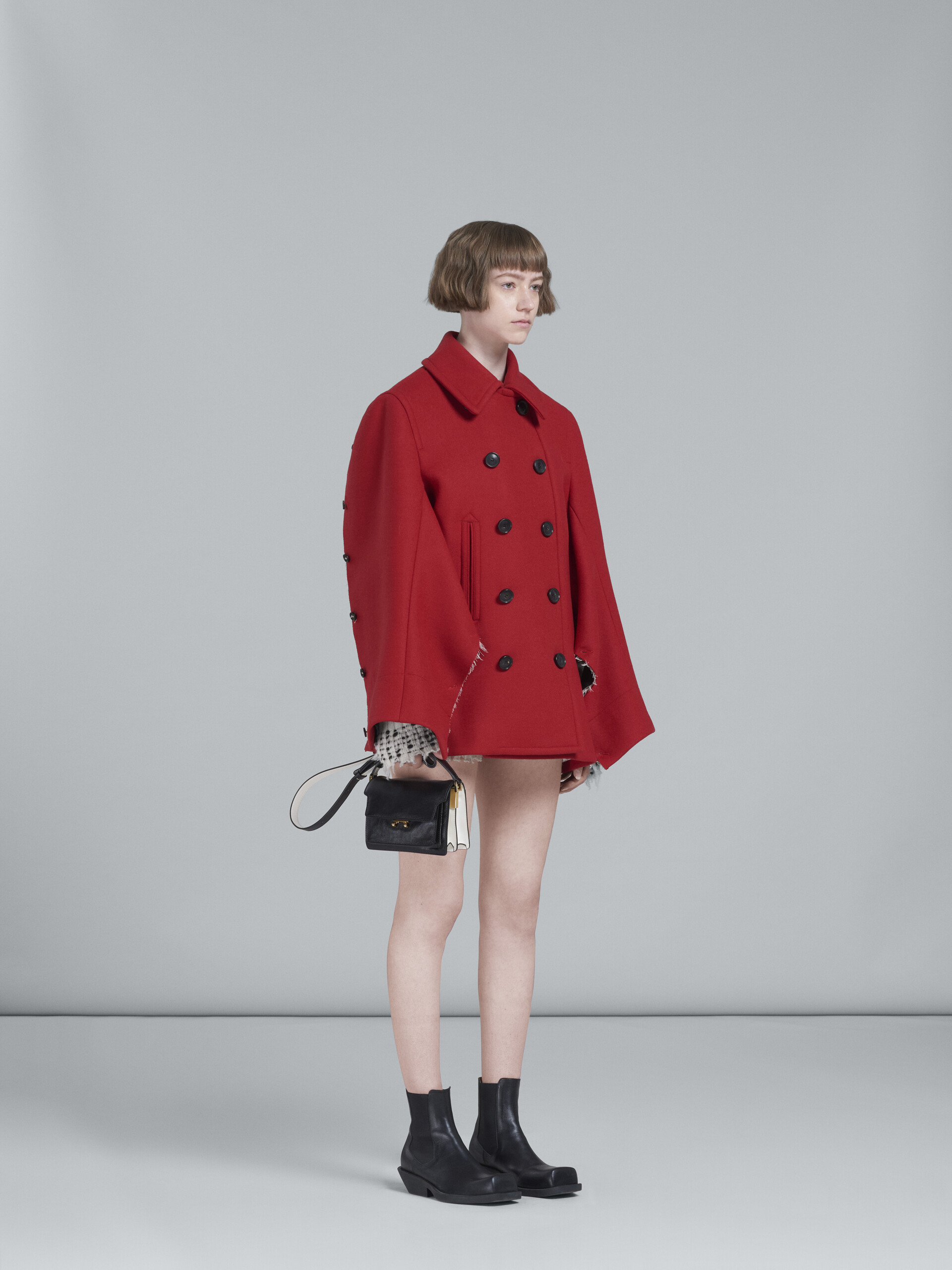 Red wool double-breasted peacoat - Jackets - Image 6