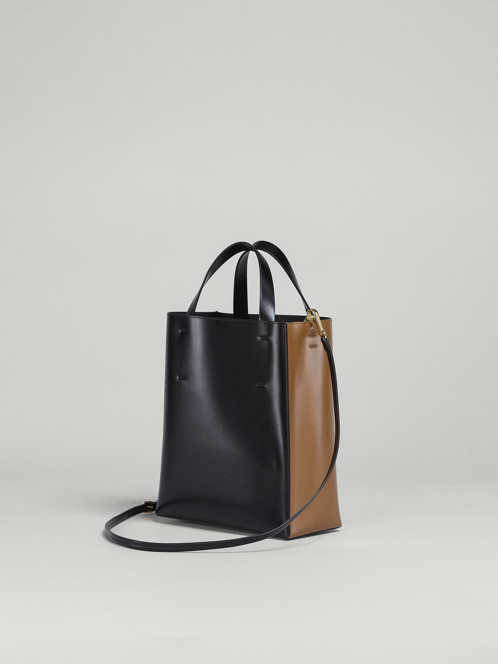 White and black calf leather small MUSEO tote bag - Shopping Bags - Image 3