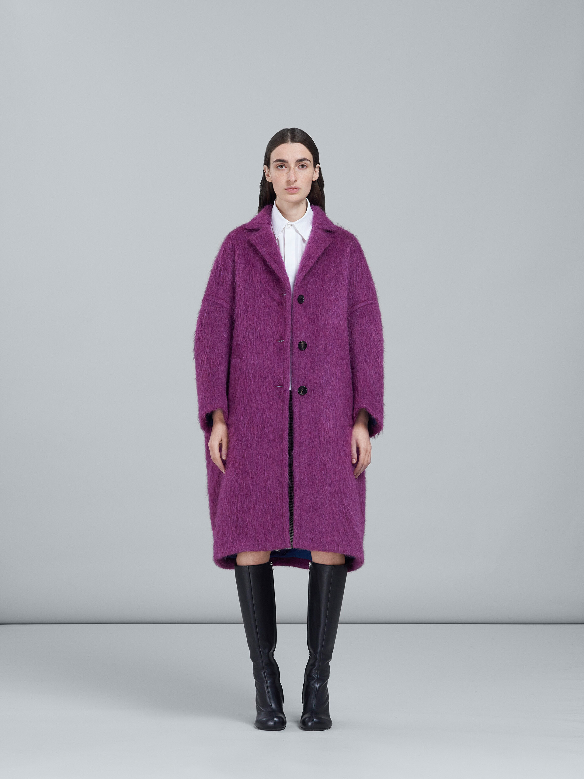 Reversible brushed wool coat - Coats - Image 2