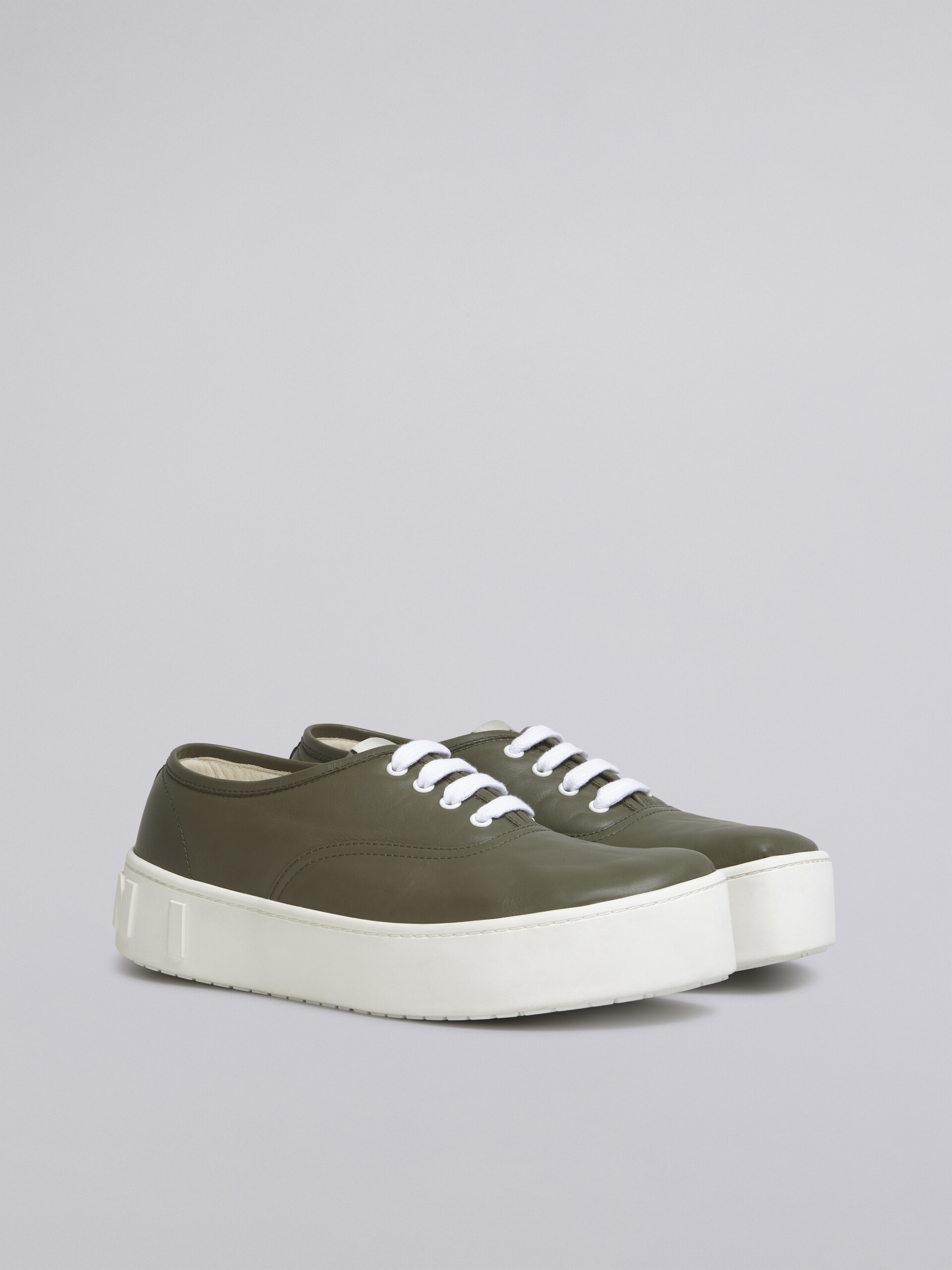 Green leather sneaker with maxi logo - Sneakers - Image 2