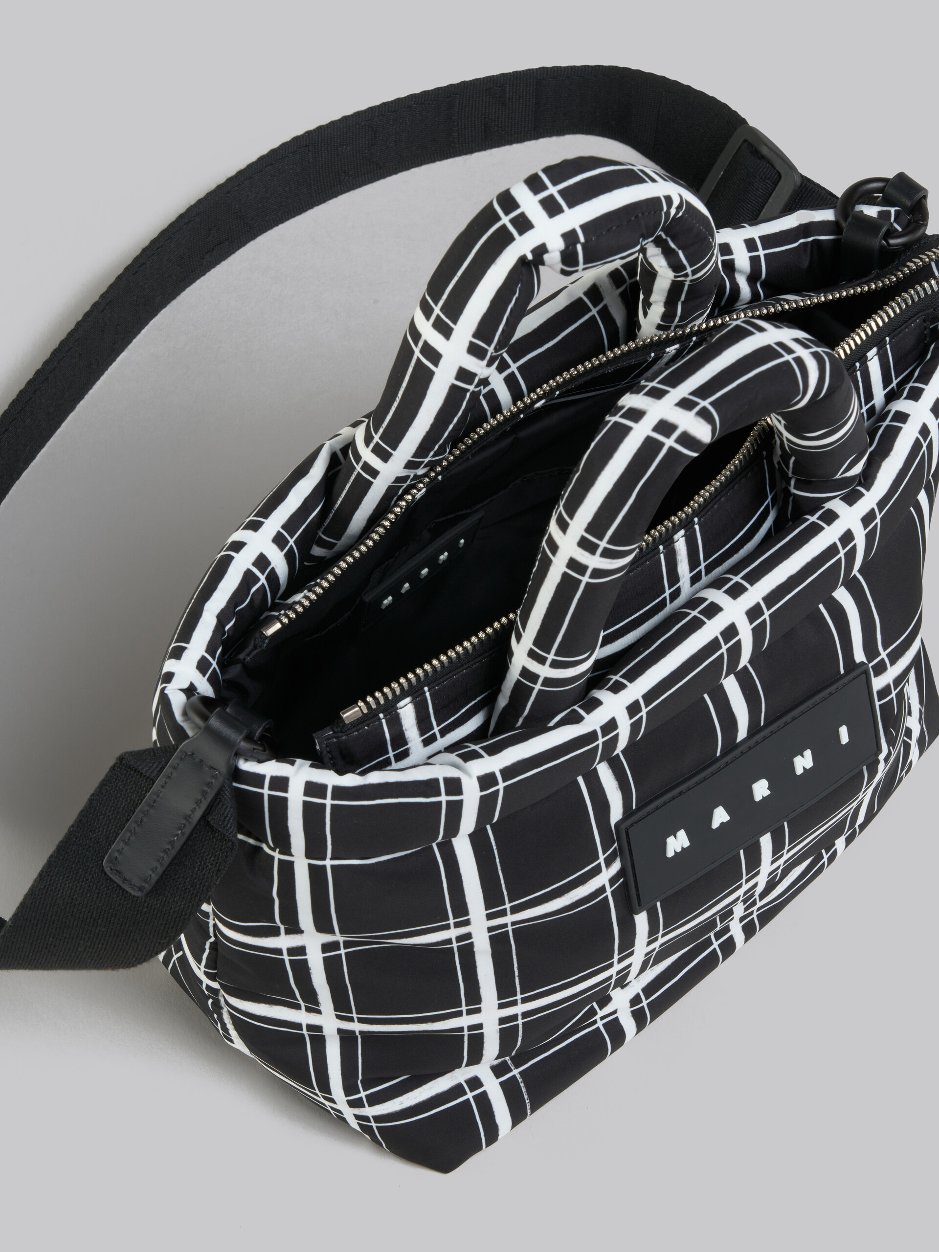 Black checked Puff mini tote Bag - Handbag - Image 4