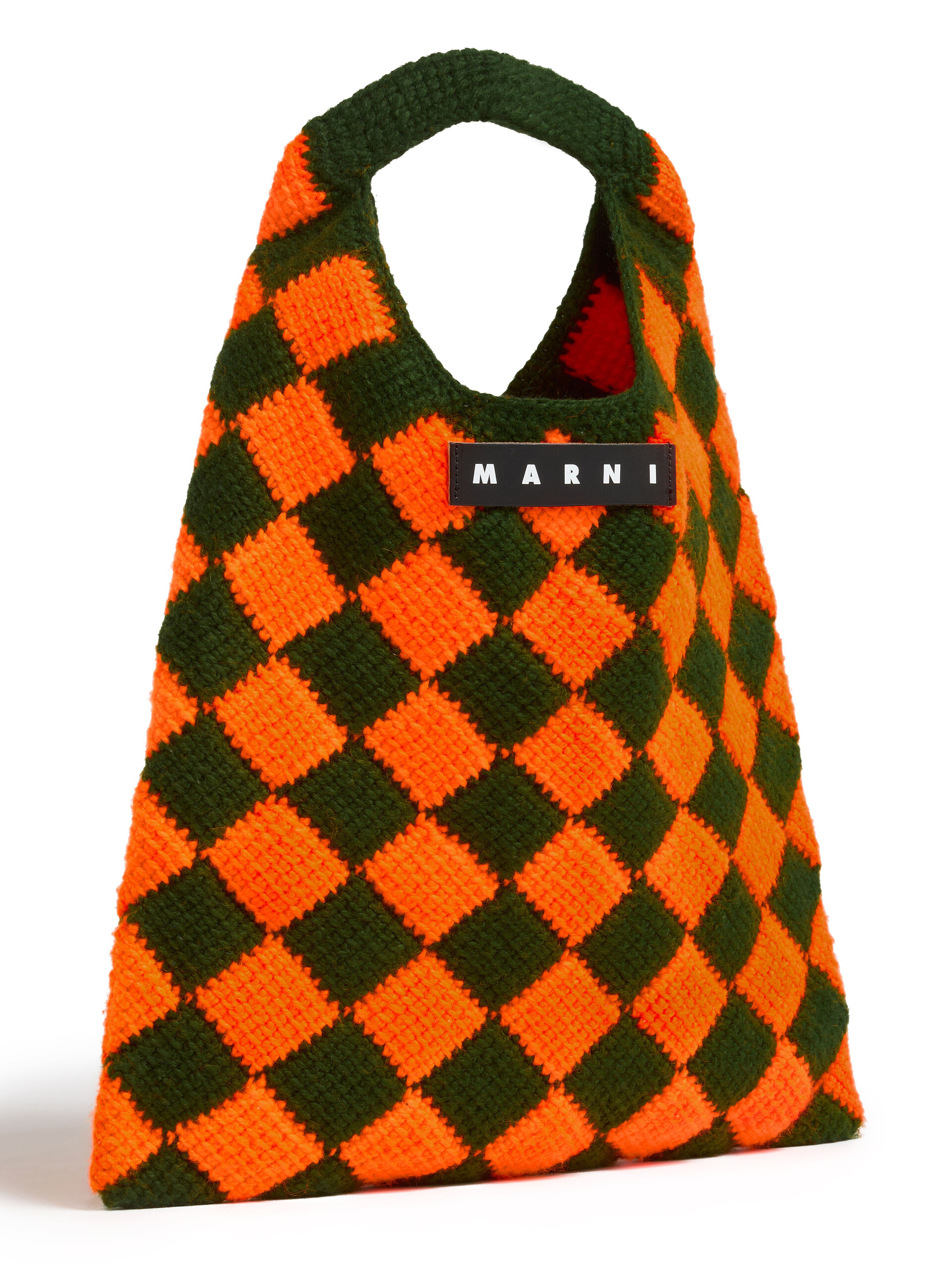 MARNI MARKET DIAMOND large bag in orange and brown tech wool - Shopping Bags - Image 4