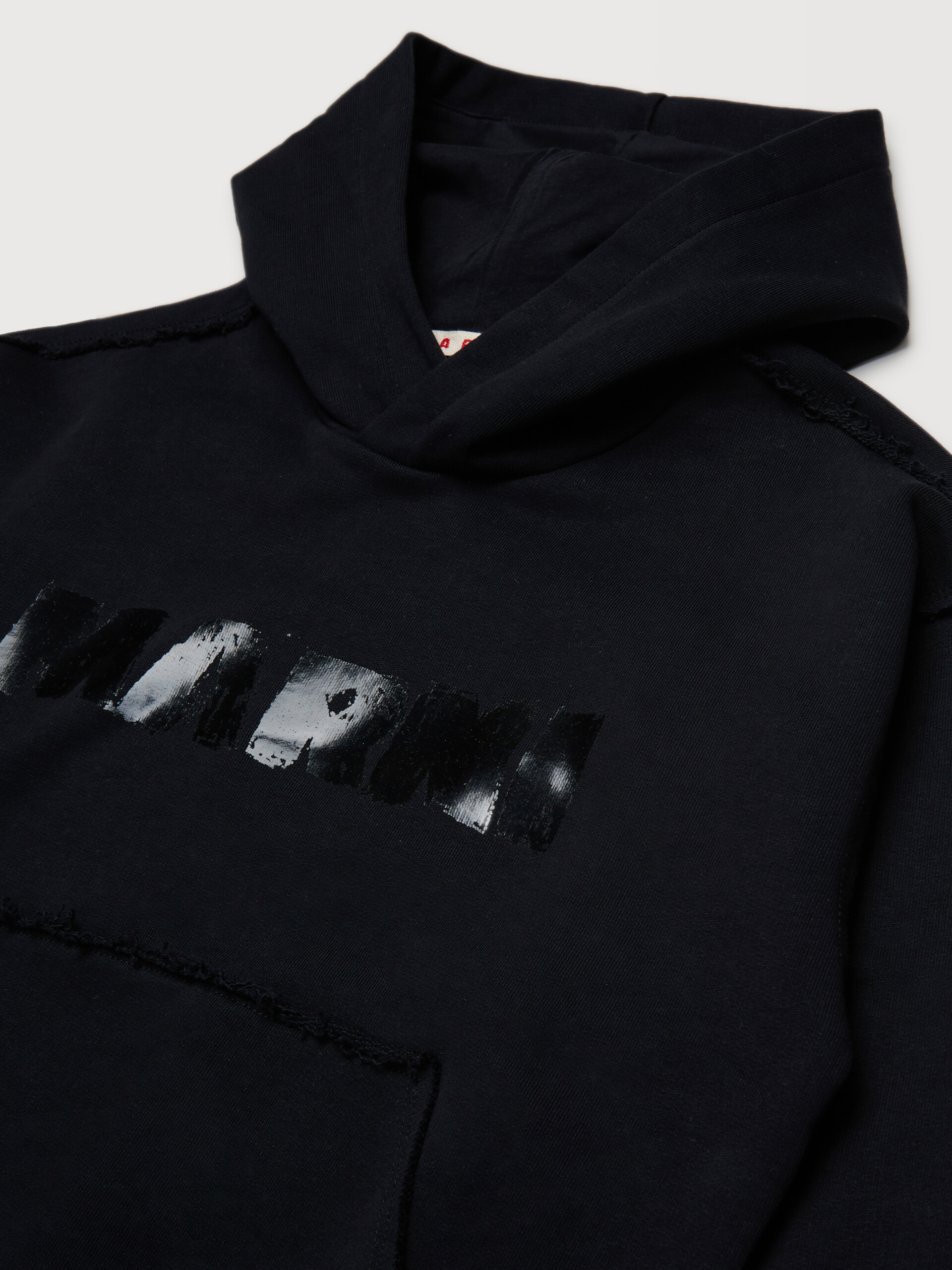 Black cotton hoodie with shiny Marni logo - Sweaters - Image 3