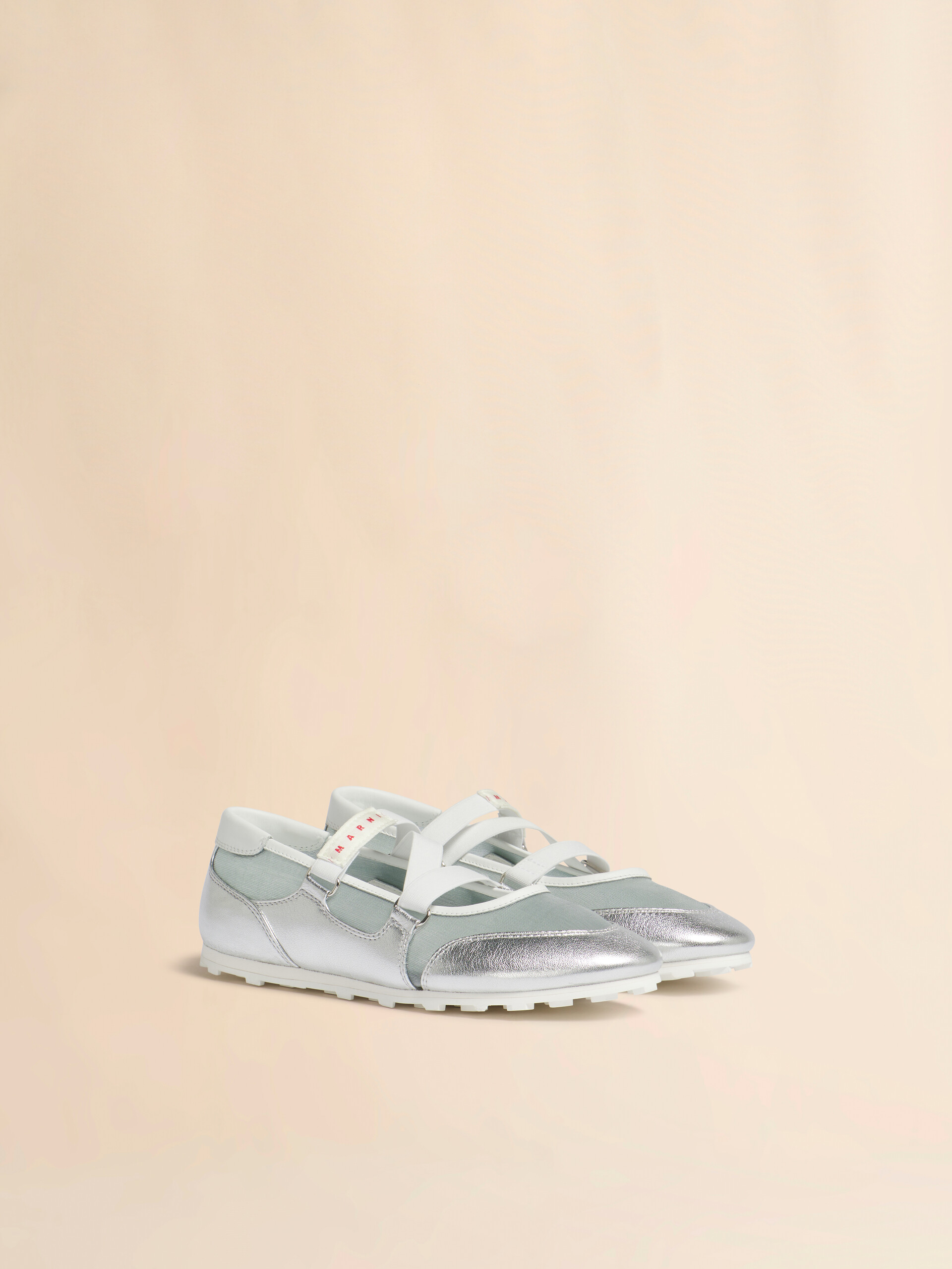 Soccer Retro silver leather ballerina trainers - Sneakers - Image 2