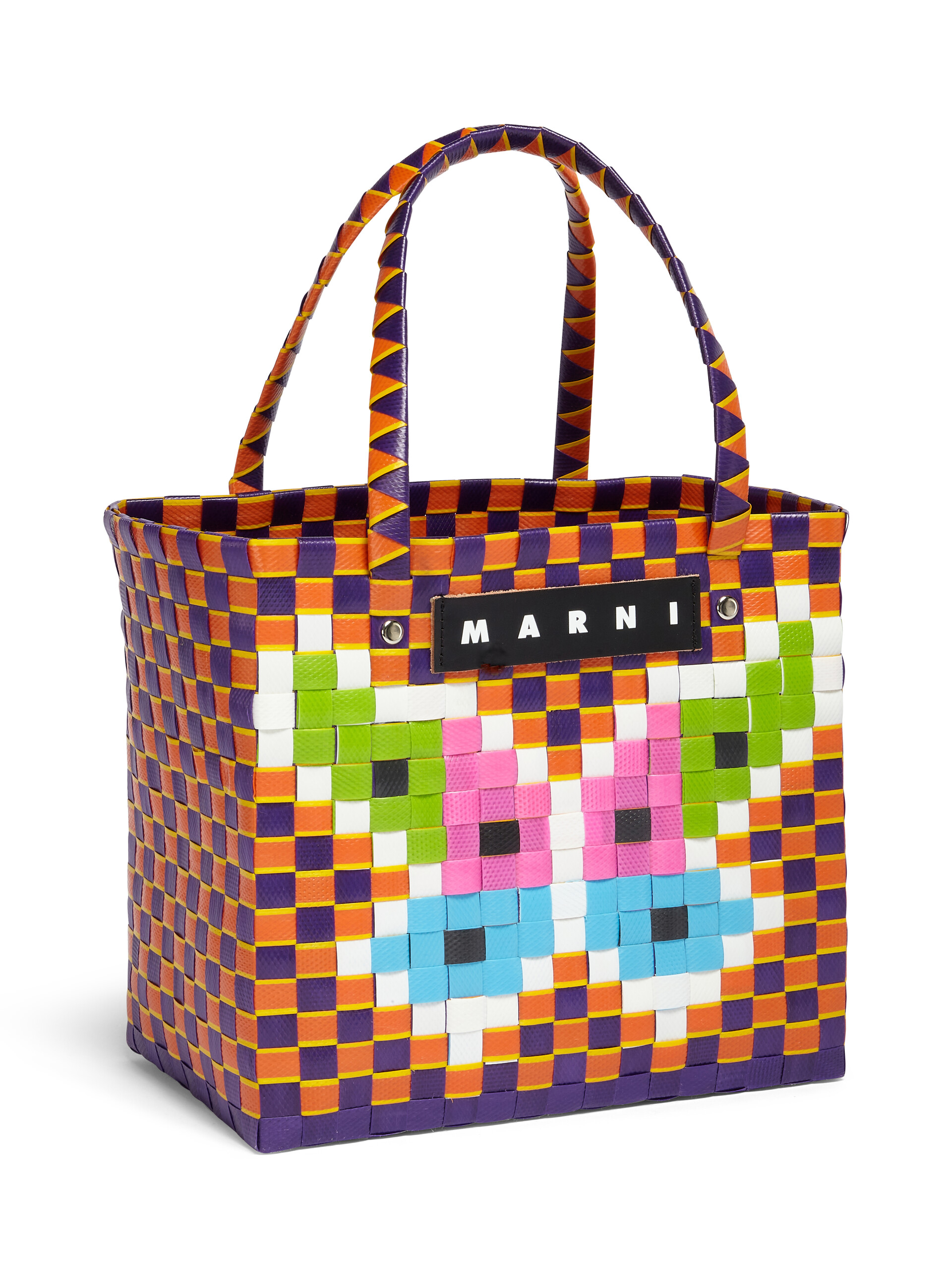 オレンジ バタフライモチーフ MARNI MARKET FLOWER MINI BASKETバッグ ...