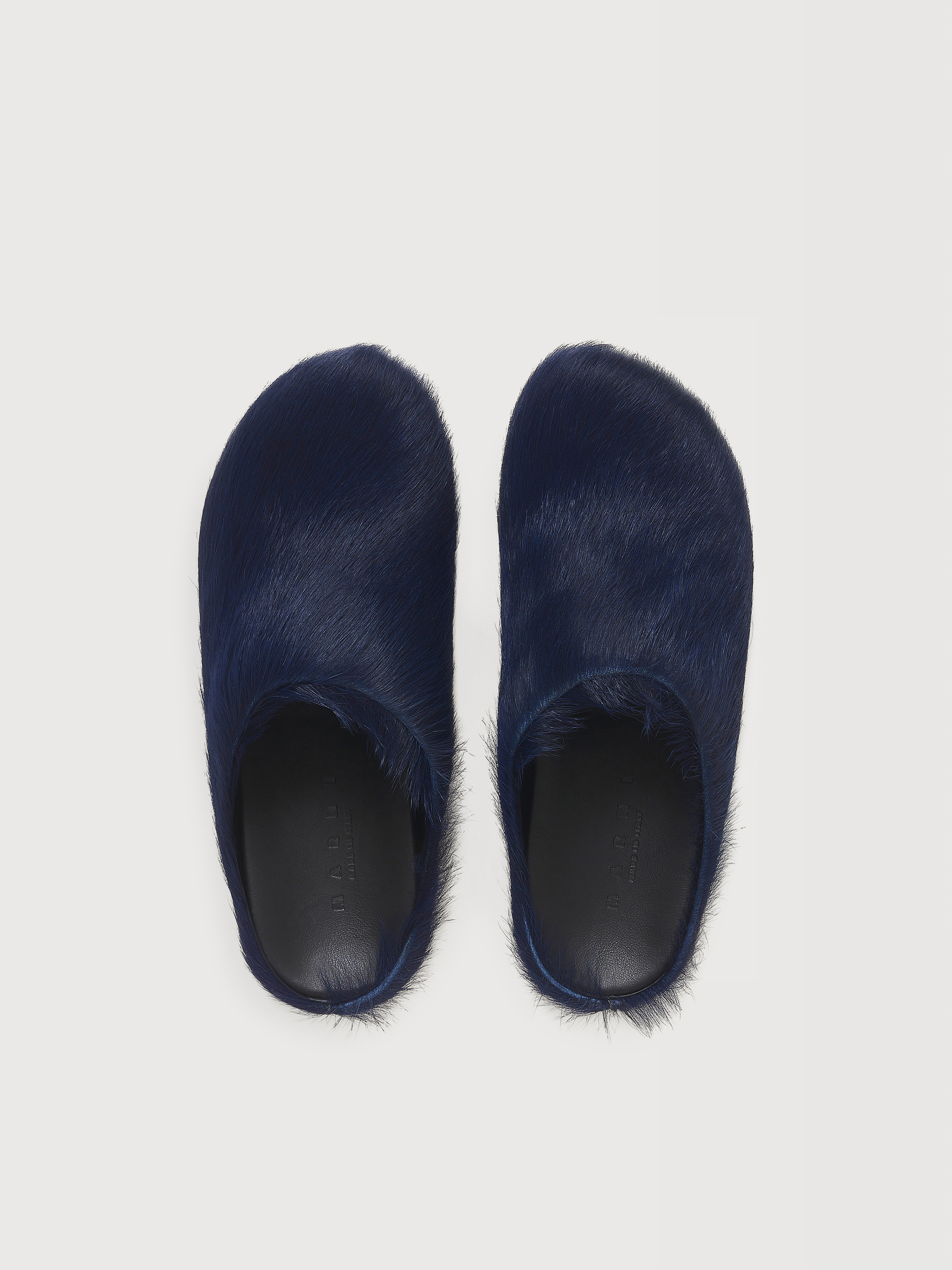 Deep blue long hair calfskin Fussbett sabot - Sandals - Image 4