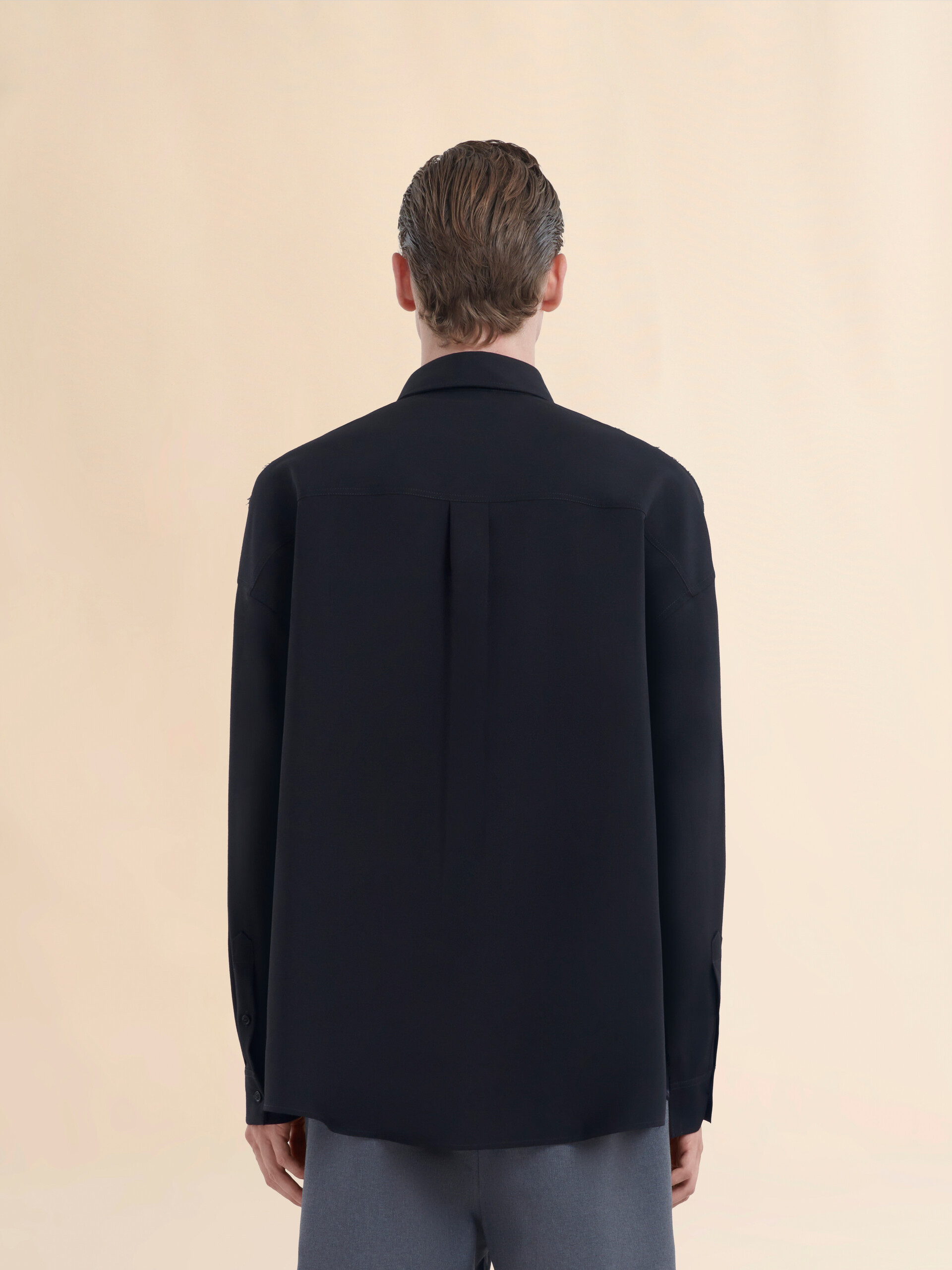 Black wool and viscose shirt with Marni Symbol - Shirts - Image 3