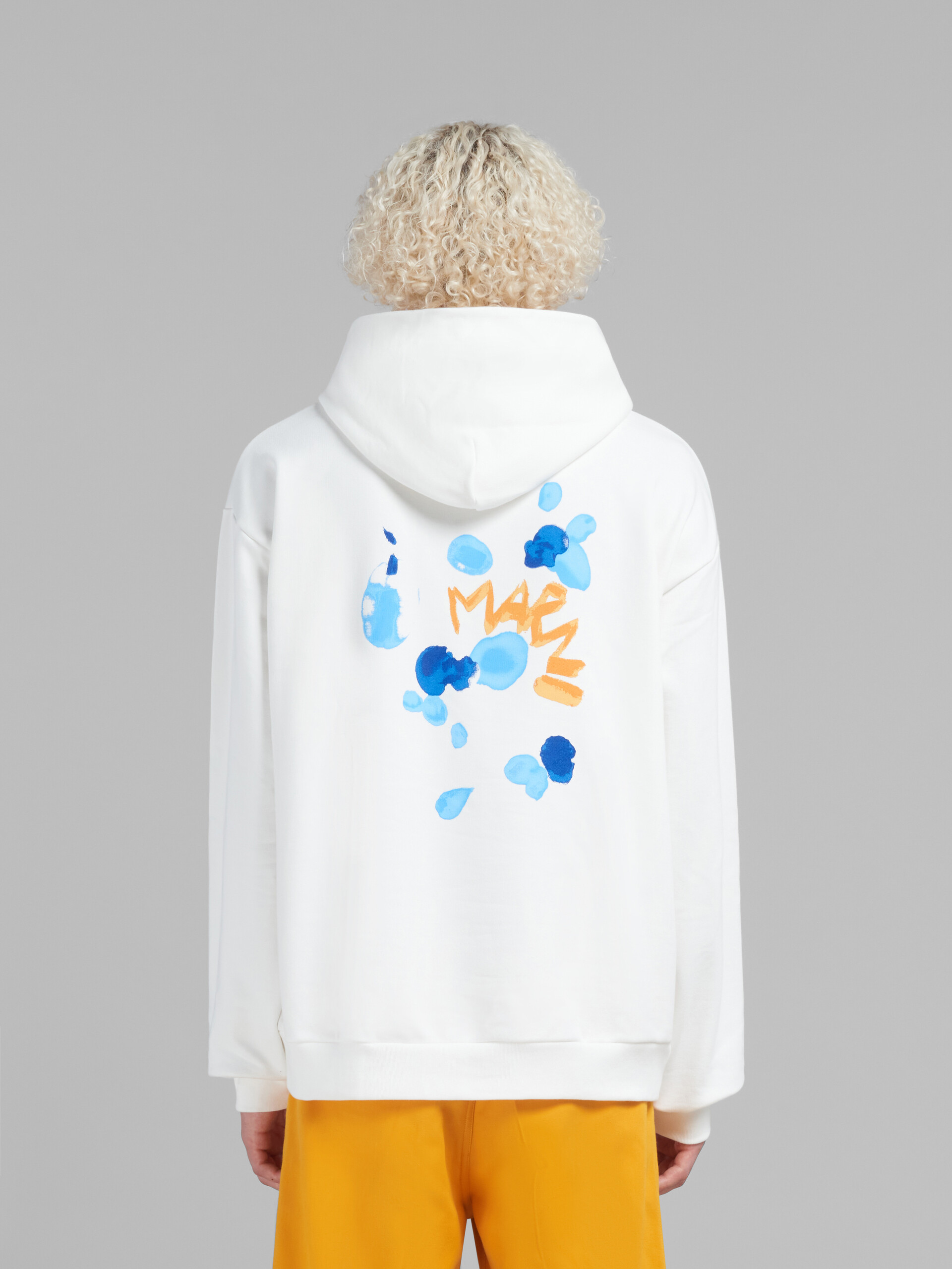 White bio cotton hoodie with Marni Dripping print - Sweaters - Image 3