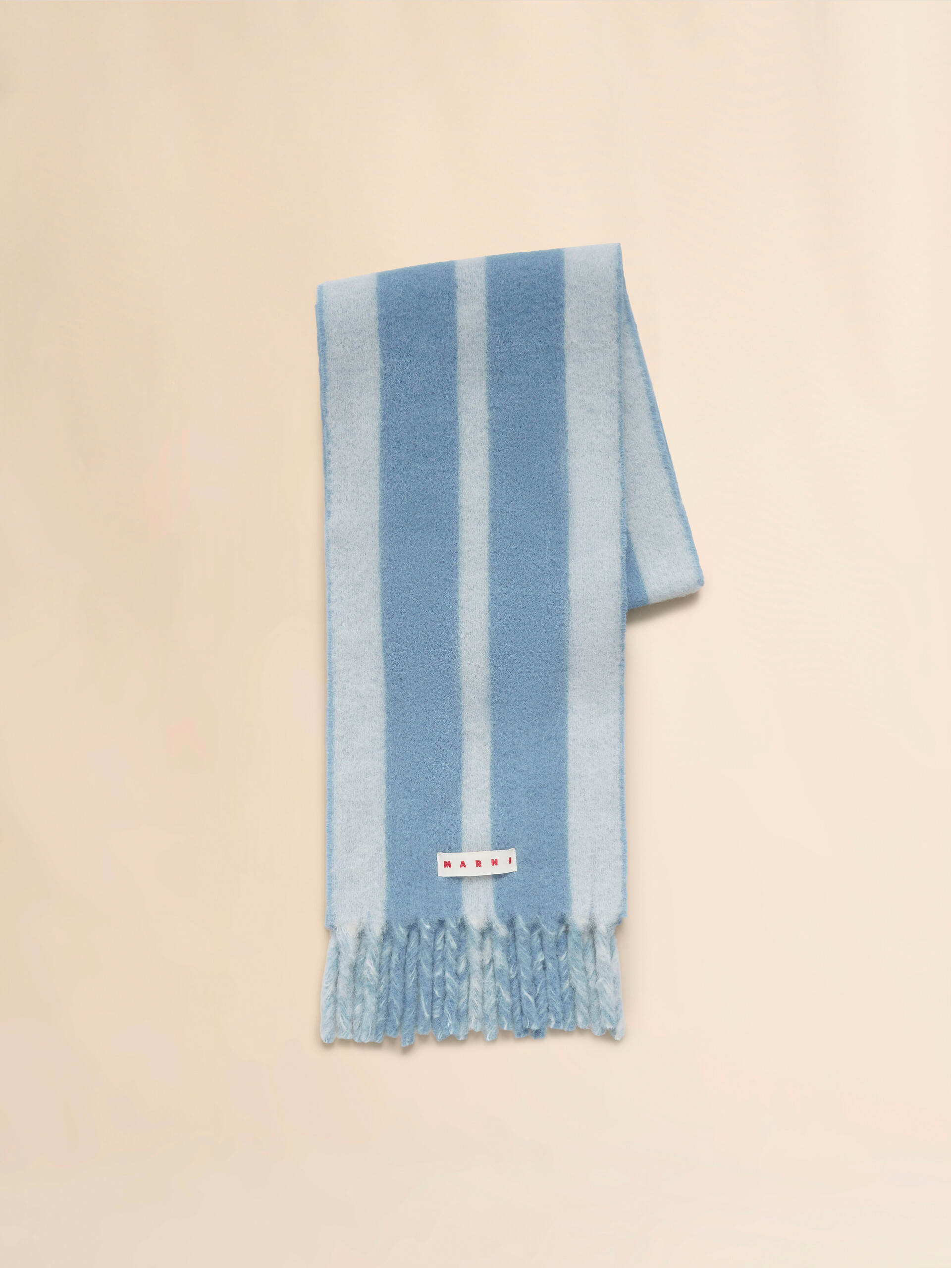 Blue striped alpaca scarf - Scarves - Image 1