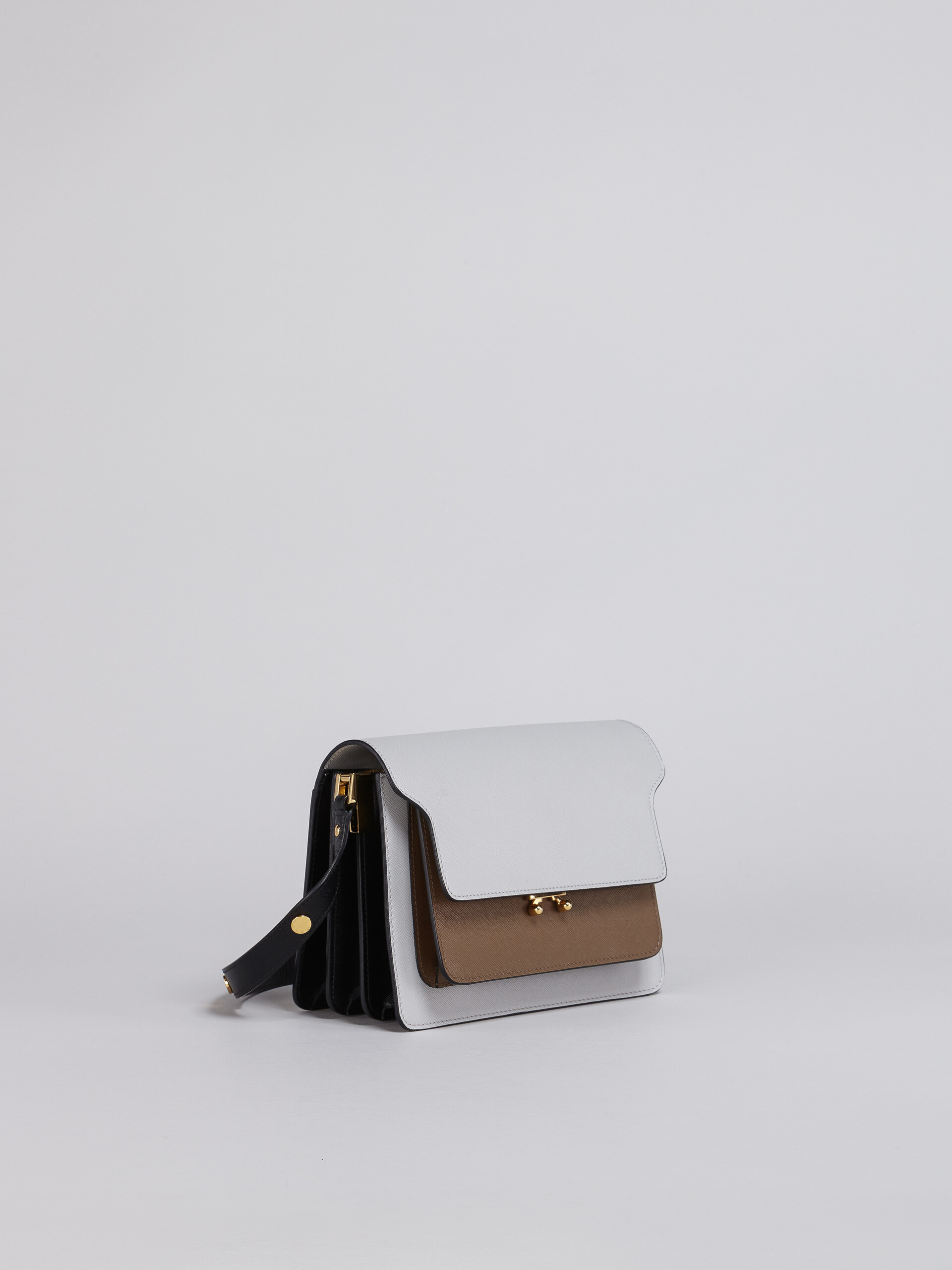 TRUNK bag in saffiano calfskin grey brown and black - Shoulder Bags - Image 5
