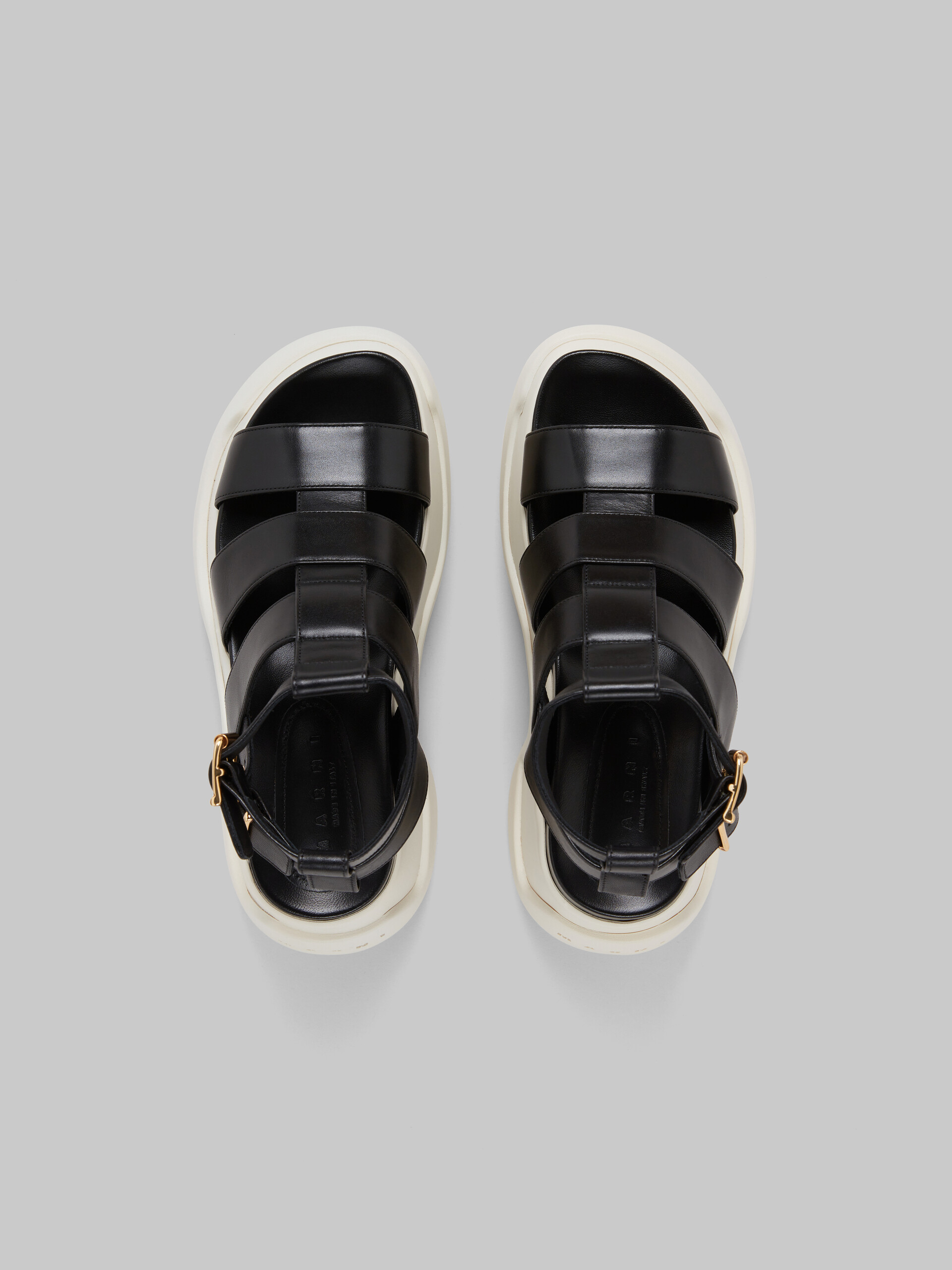 Black leather gladiator sandal with platform sole - Sandals - Image 4