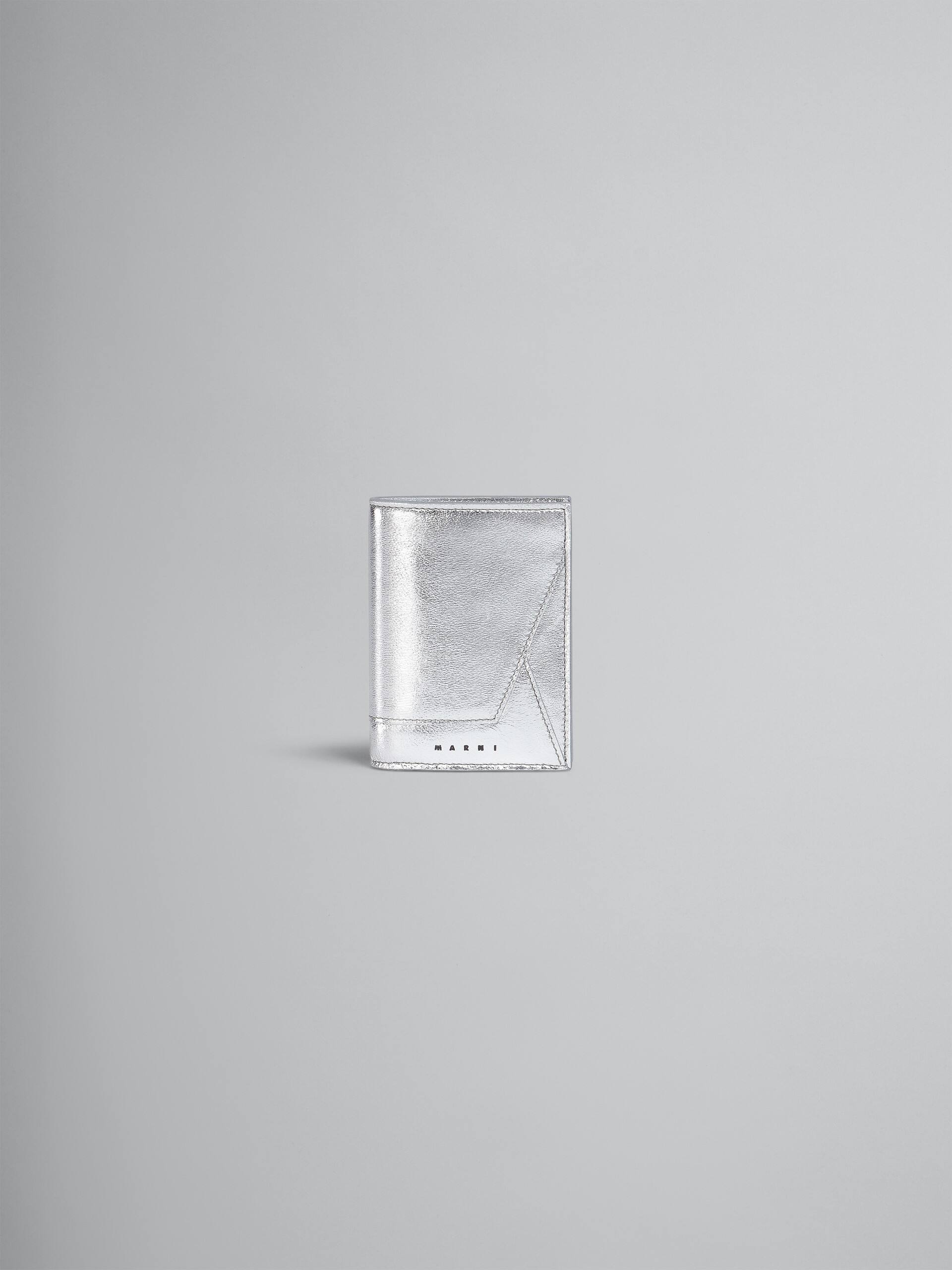 Silver metallic leather bi-fold wallet - Wallets - Image 1