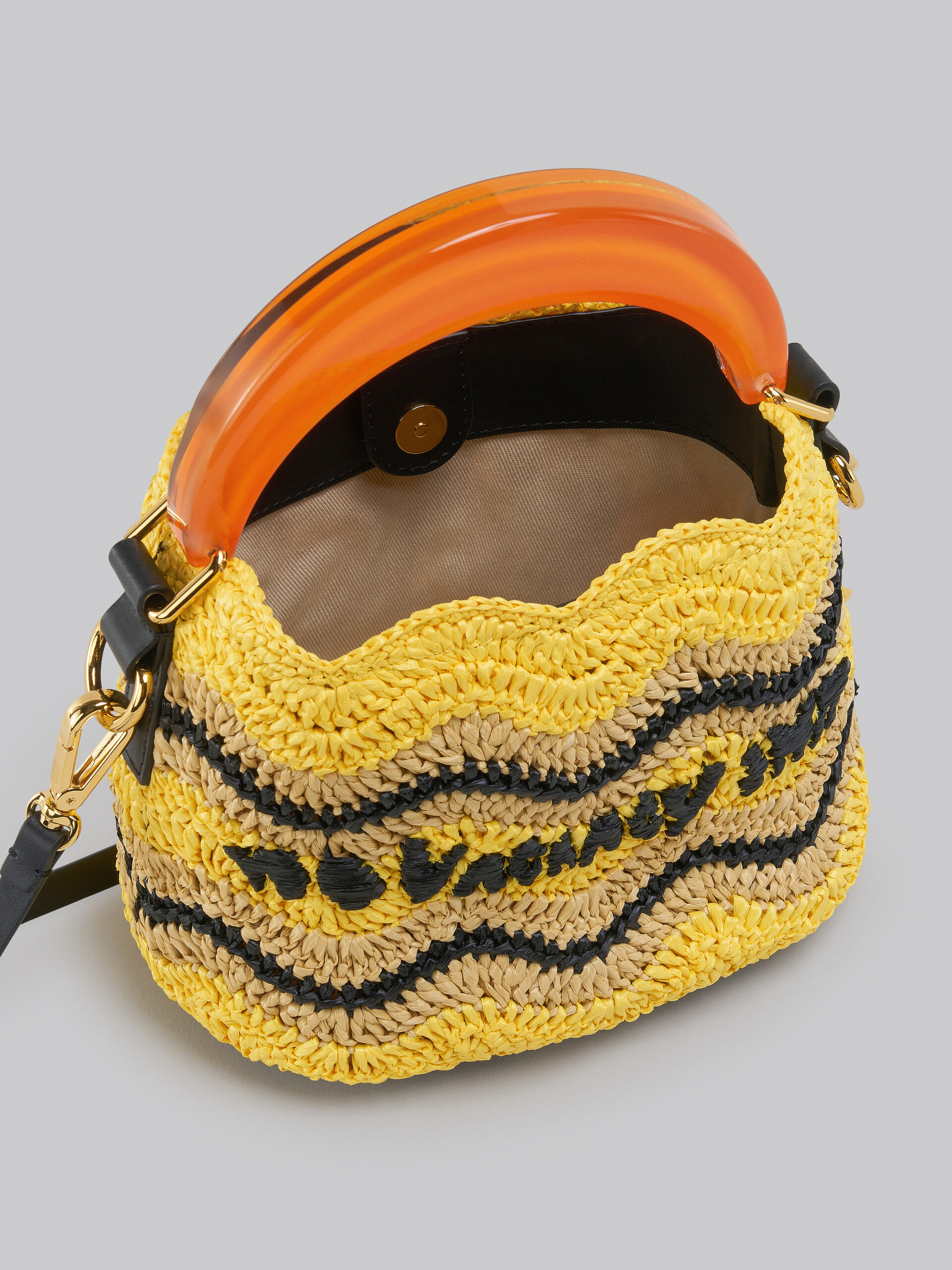 Marni x No Vacancy Inn - Venice Mini Bucket in yellow crochet raffia - Shoulder Bag - Image 4