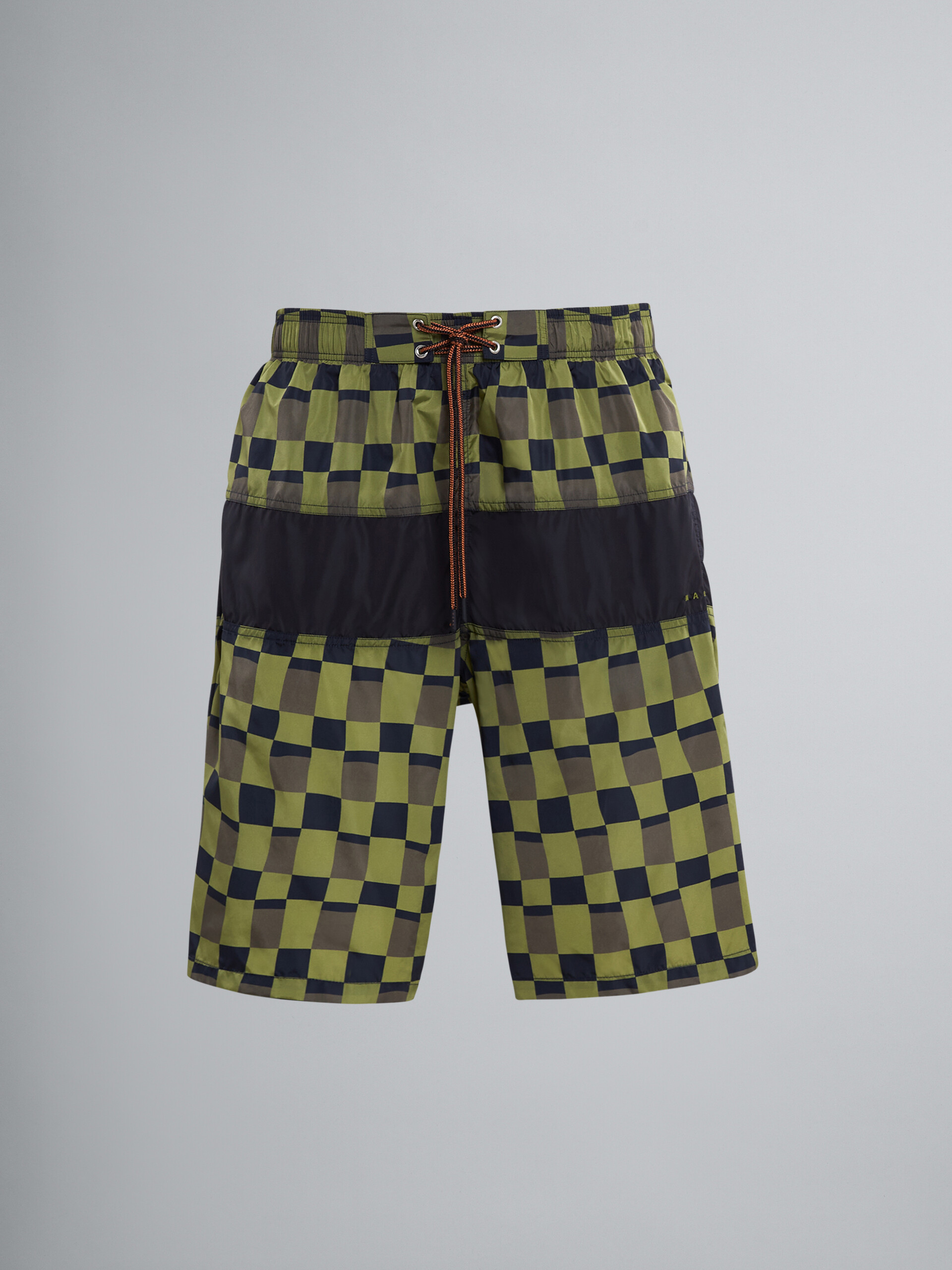 Iconic Damier print nylon swim trunks - Boxer - Image 1