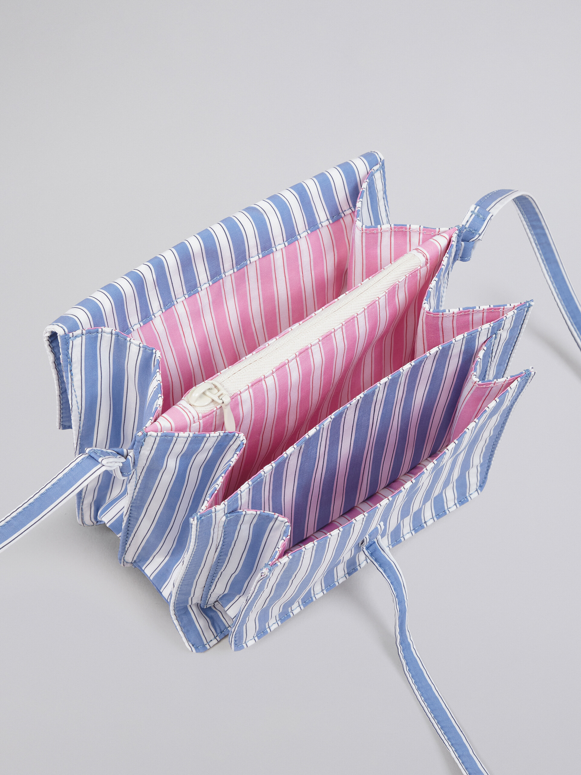 TRUNK SOFT mini bag in sky blue and white striped poplin - Shoulder Bag - Image 4