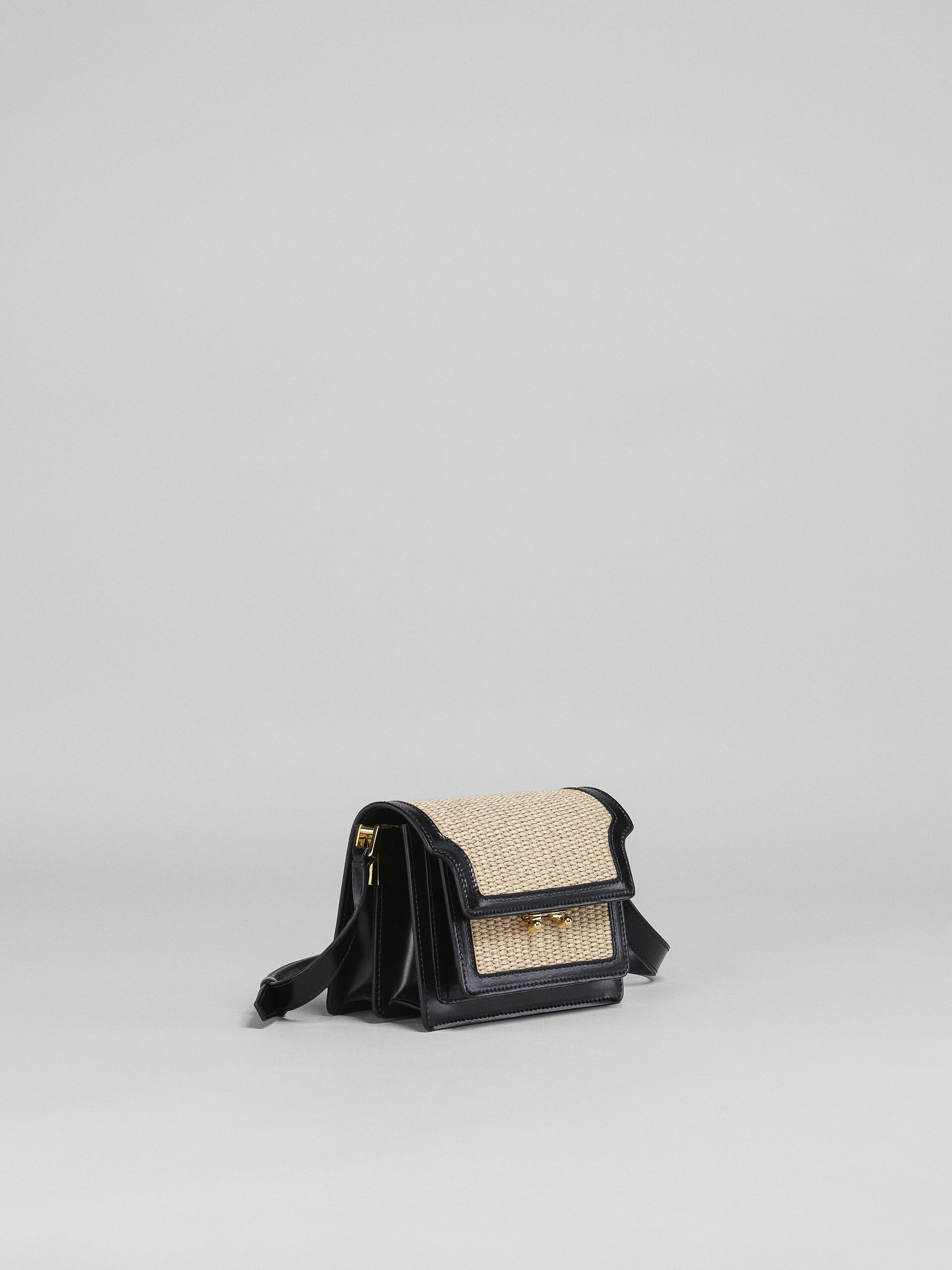 TRUNK SOFT mini bag in black leather and raffia - Shoulder Bag - Image 6