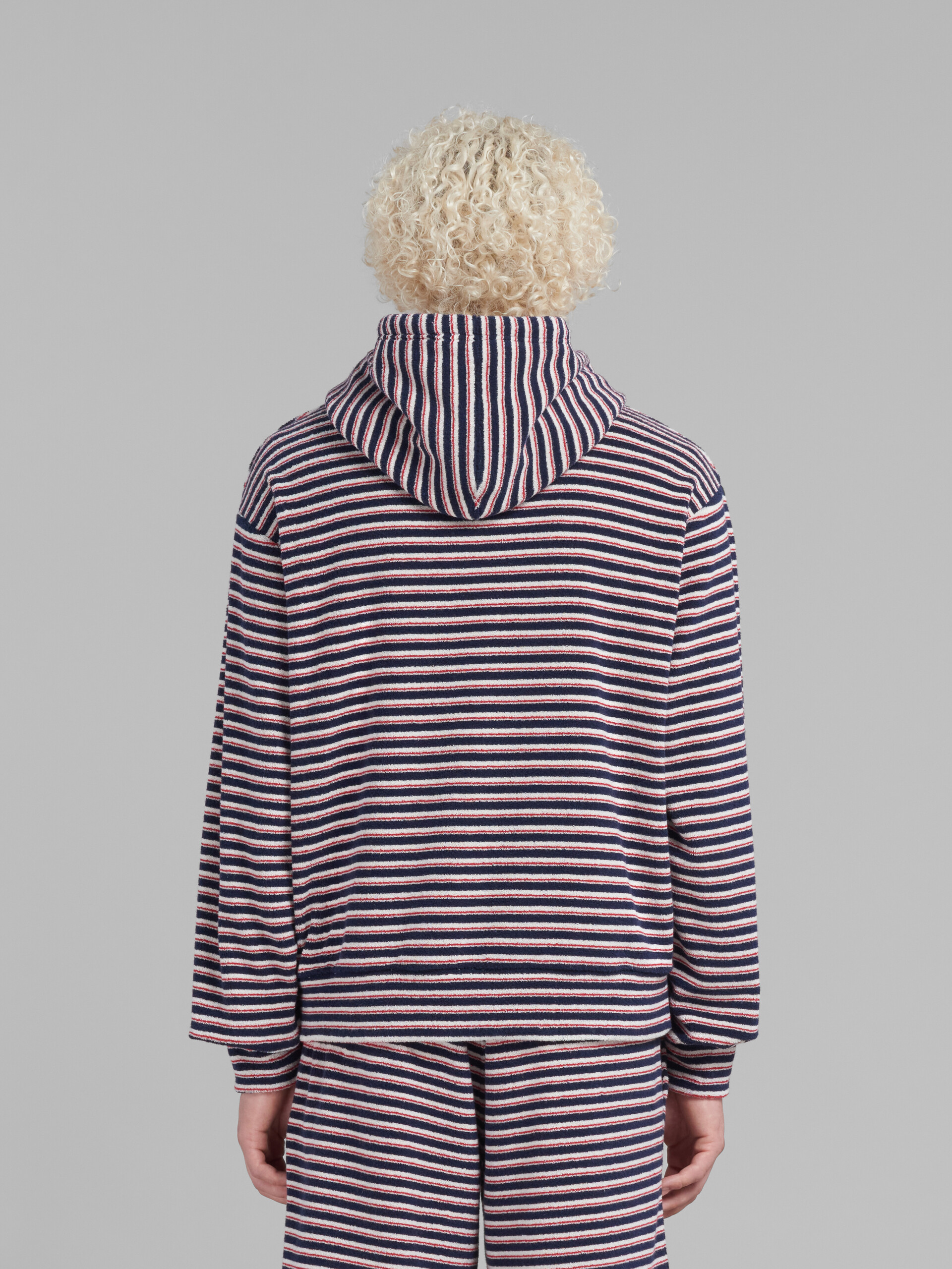 Red and blue striped terry hoodie - Sweaters - Image 3