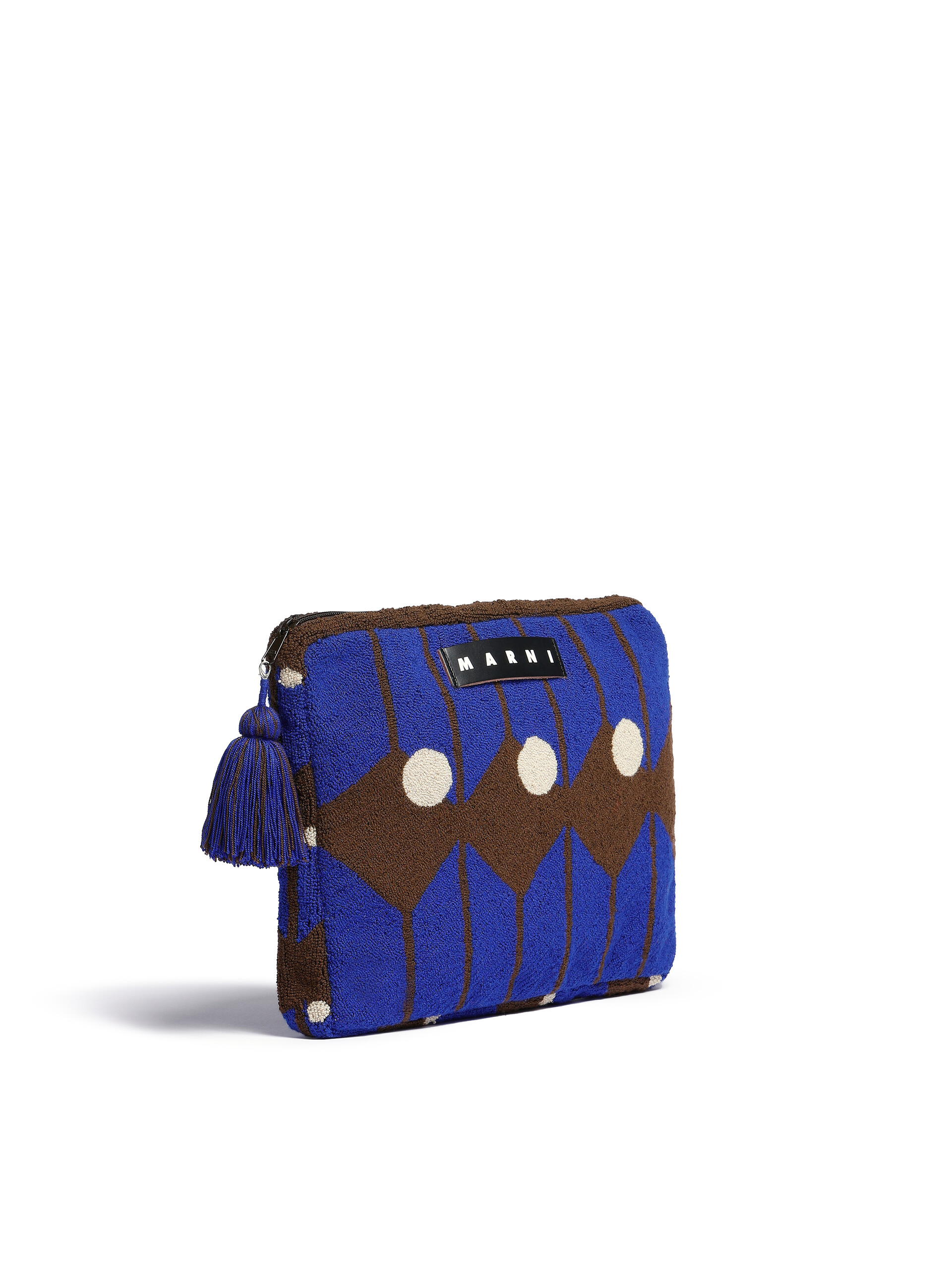 Housse pour ordinateur portable Marni Market bleue et marron en laine - Accessoires - Image 2