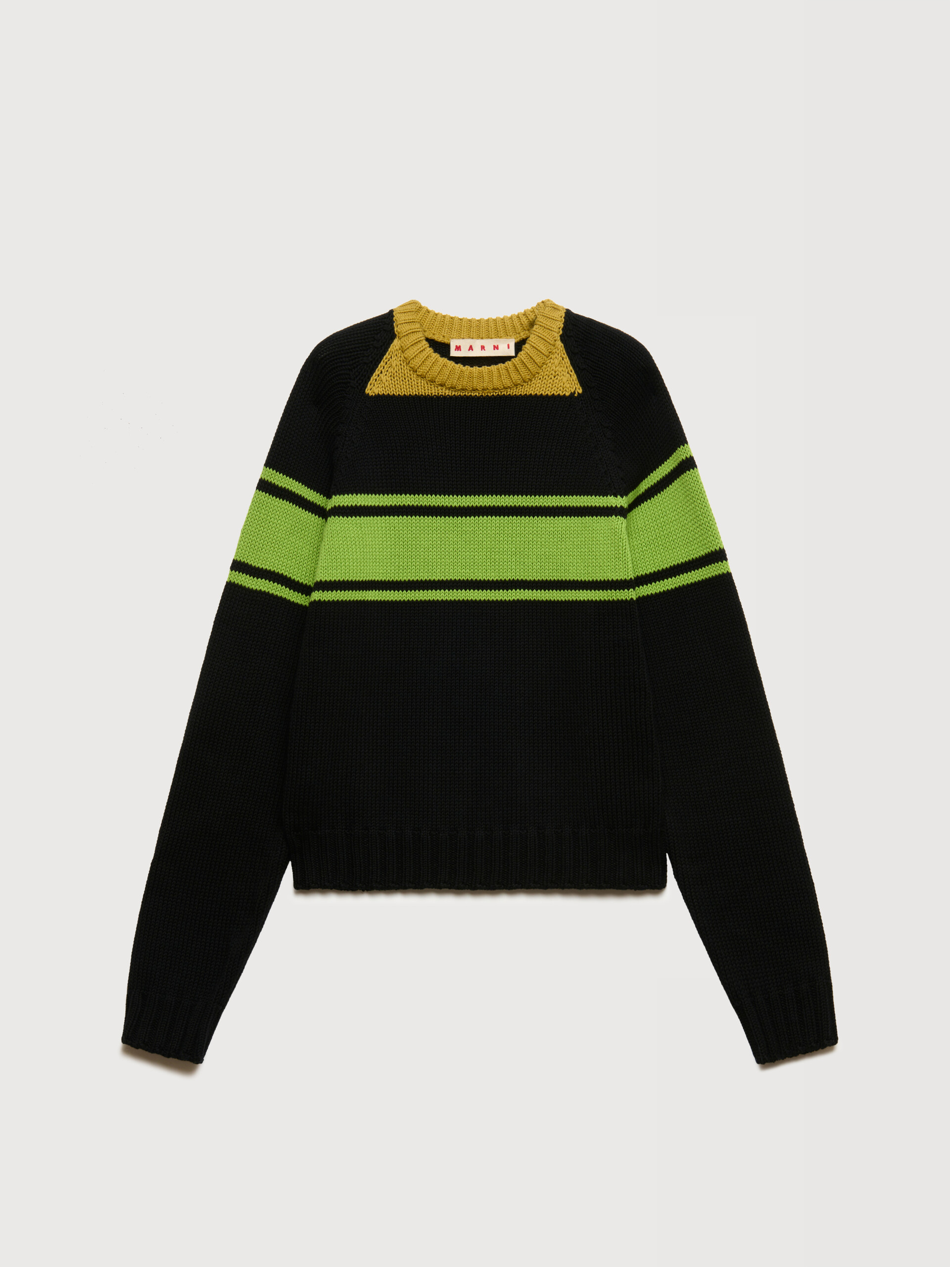 Black cotton jumper with contrast neck - Pullovers - Image 1