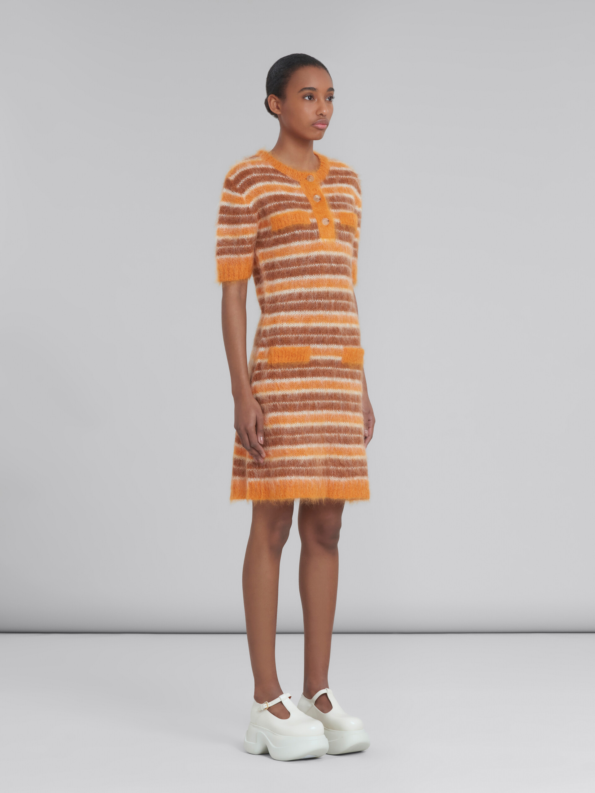 Mohair dress with orange stripes - Dresses - Image 6