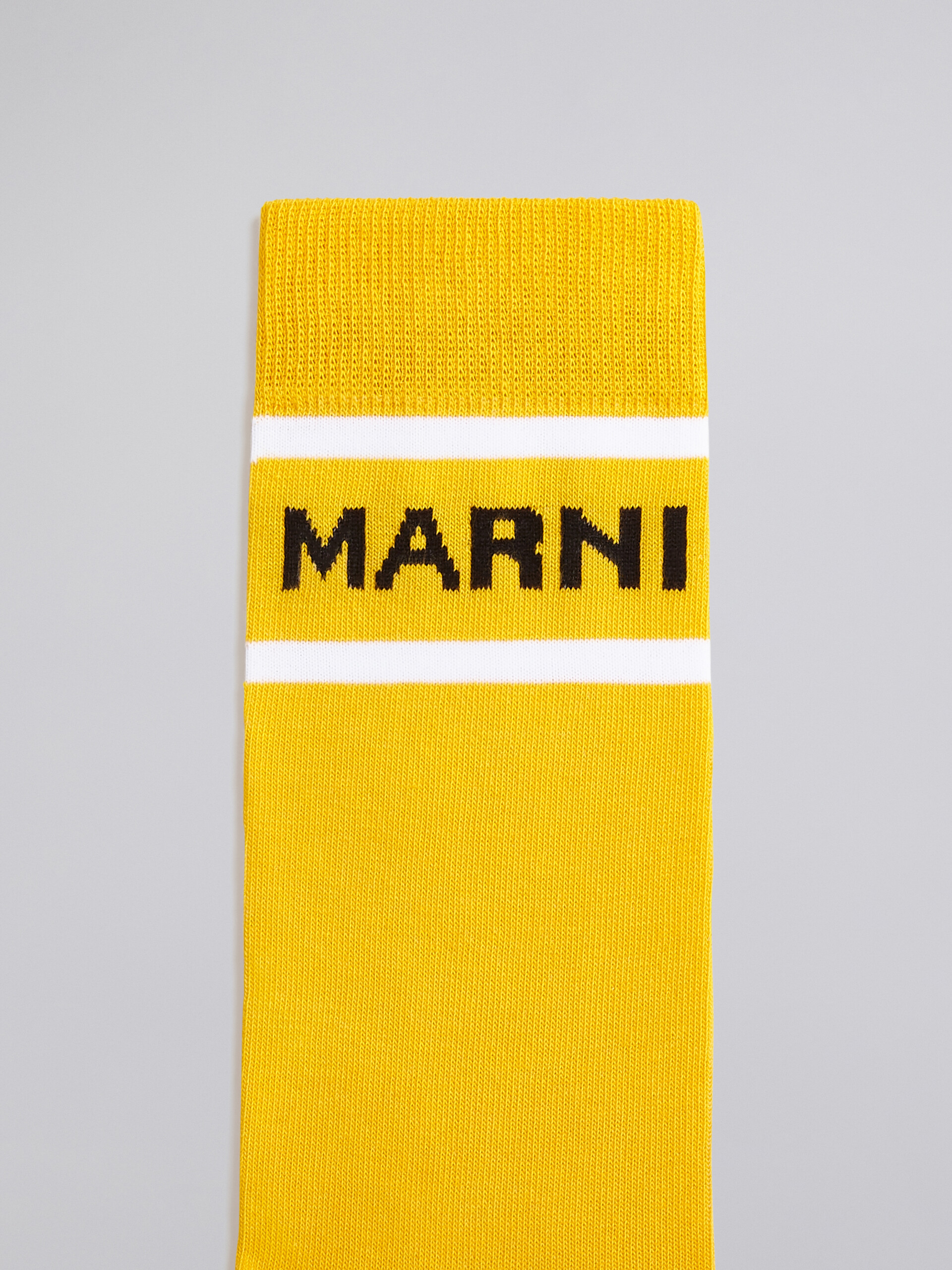 Yellow cotton and nylon logo sock - Socks - Image 3