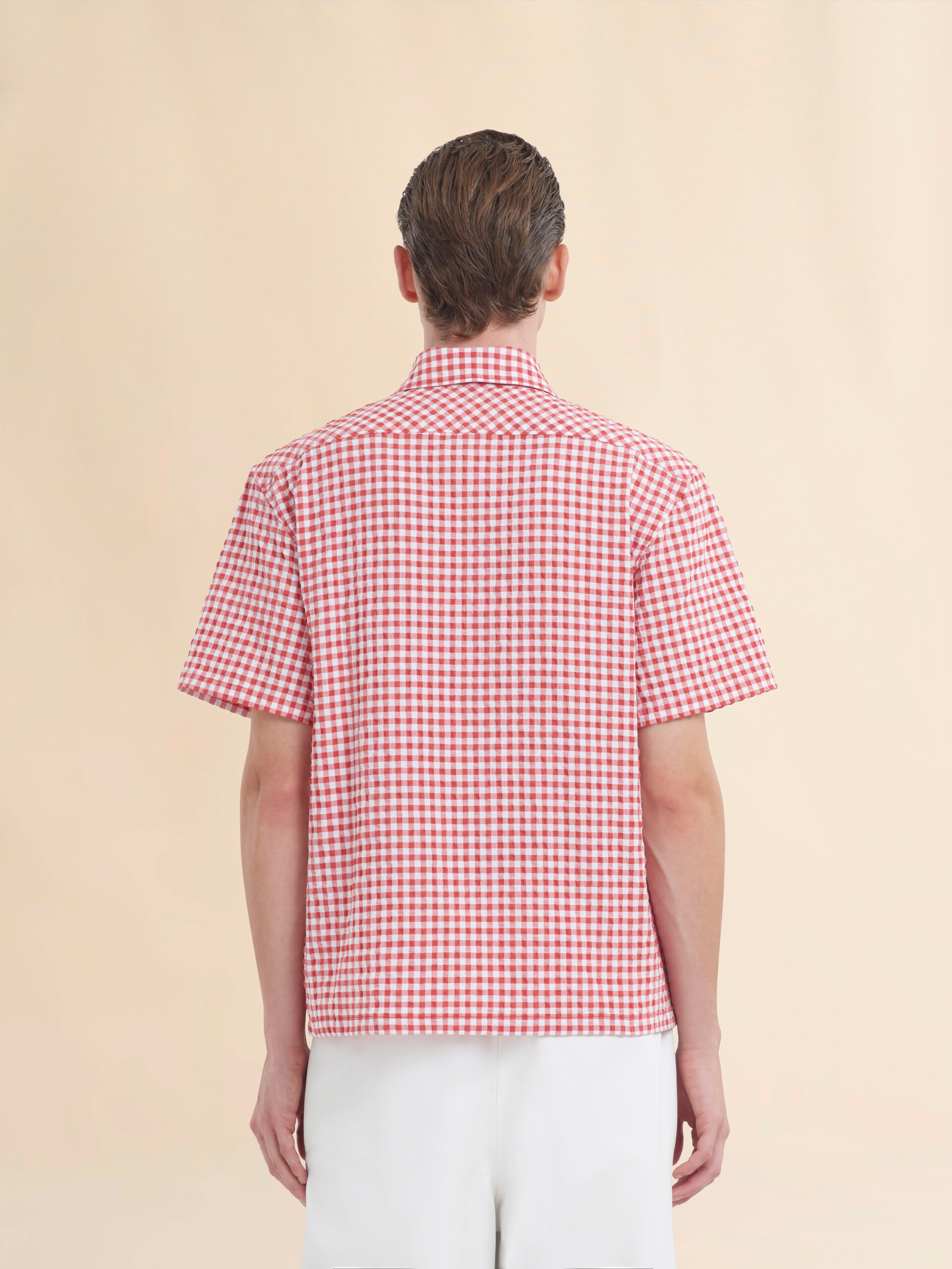 Light blue and white seersucker checked shirt - Shirts - Image 3