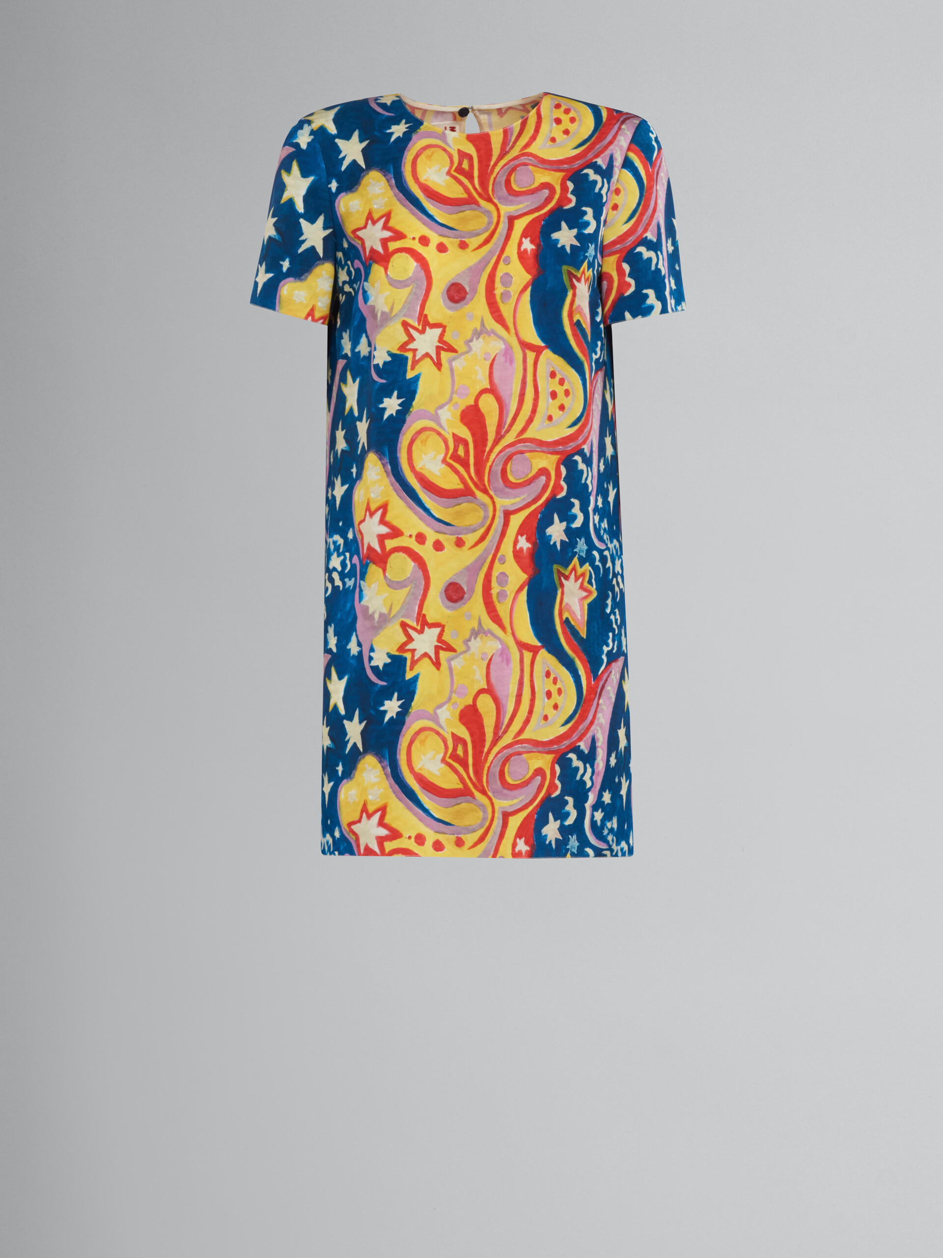 Marni x No Vacancy Inn - Multicolor satin short dress with Galactic Paradise print - Dresses - Image 1