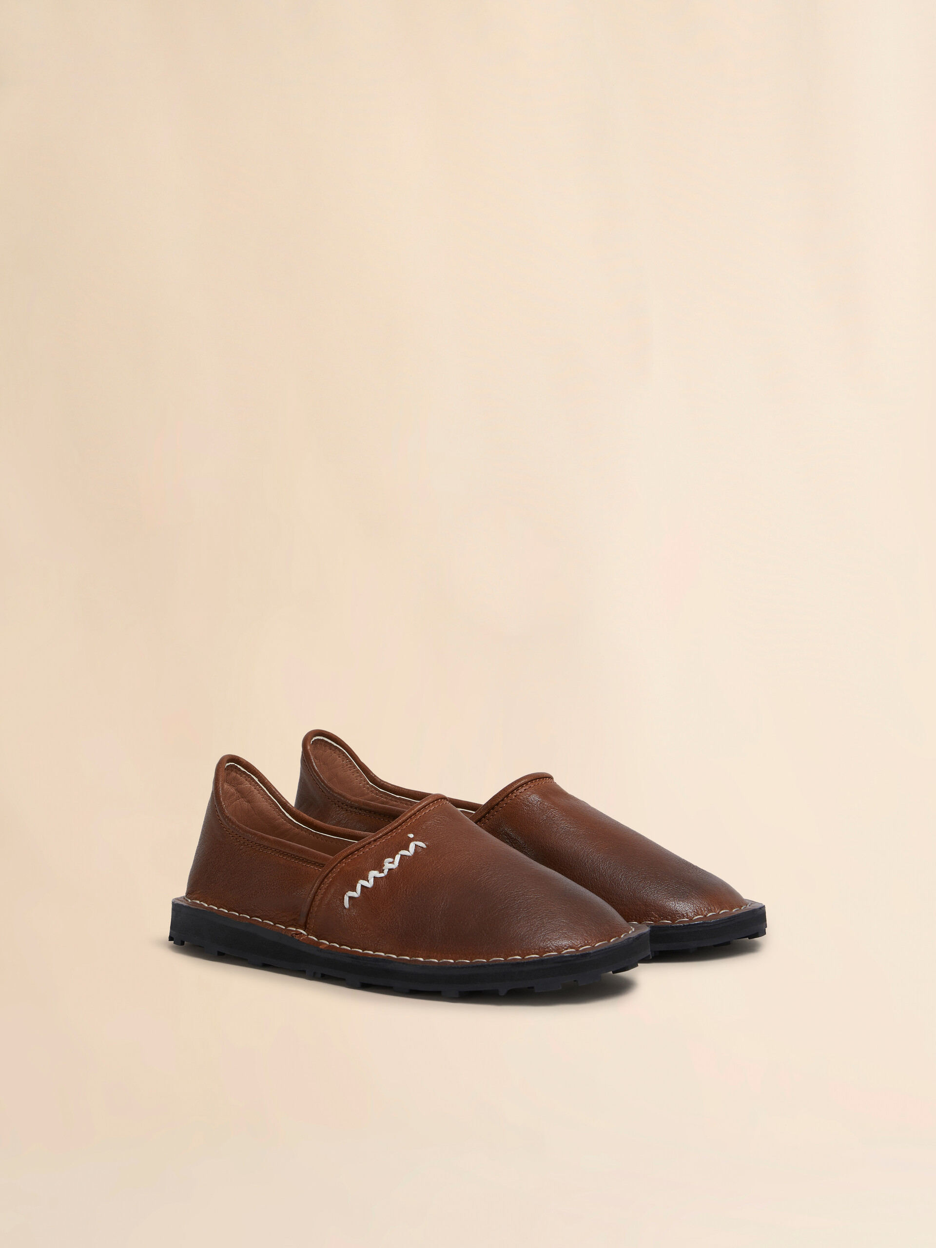 Mocasín slip-on de piel azul con bordado Marni Symbol - Mocassins - Image 2