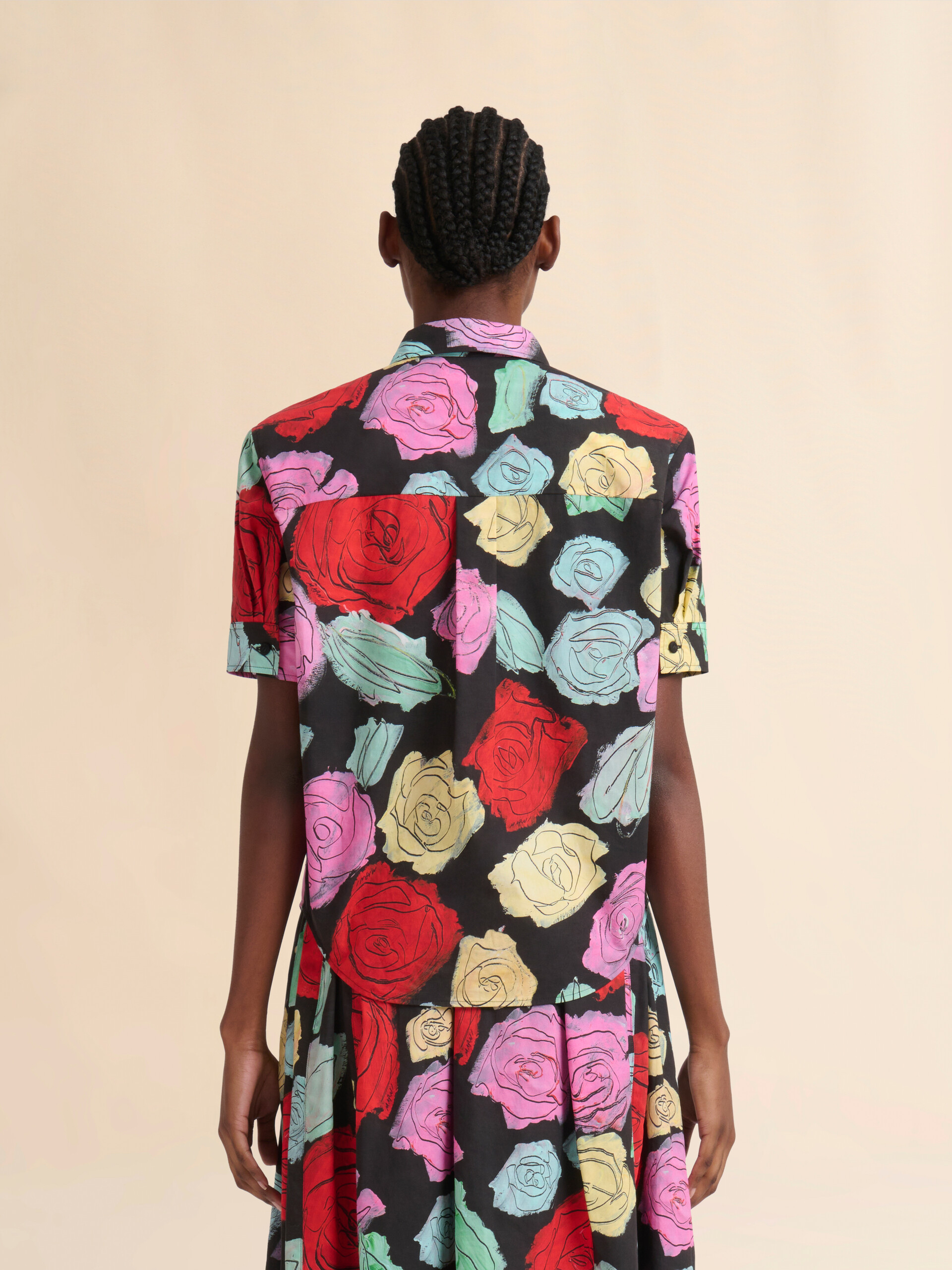 Black poplin short-sleeve shirt with Orion print - Shirts - Image 3