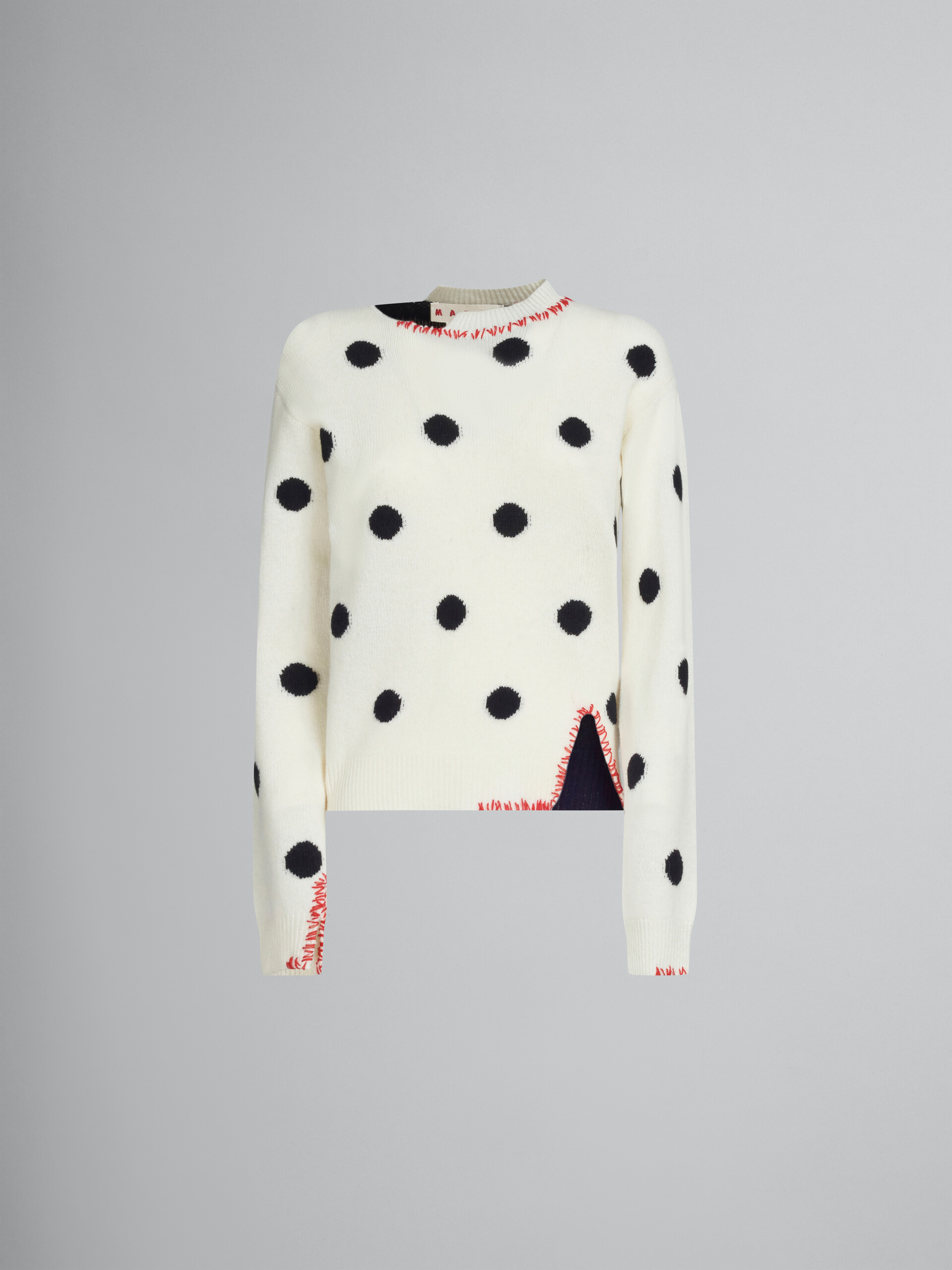 White wool jumper with polka dots - Pullovers - Image 1