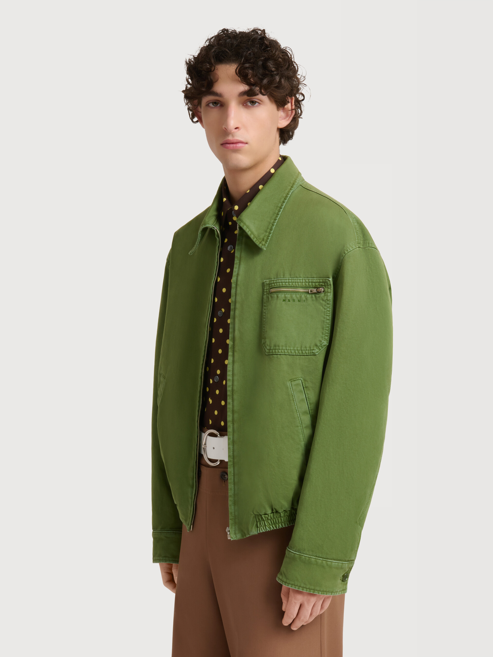 Green cotton jacket with zip pocket | Marni