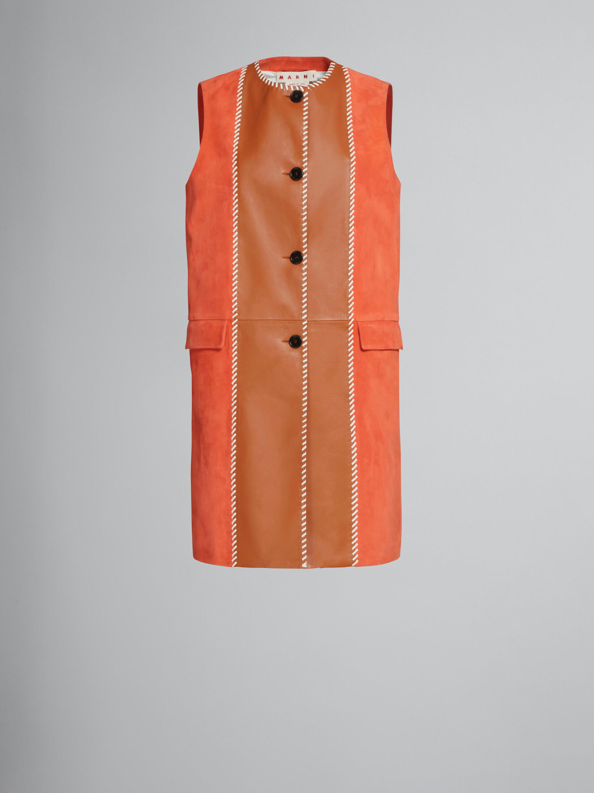 Long vest in orange suede - Waistcoat - Image 1