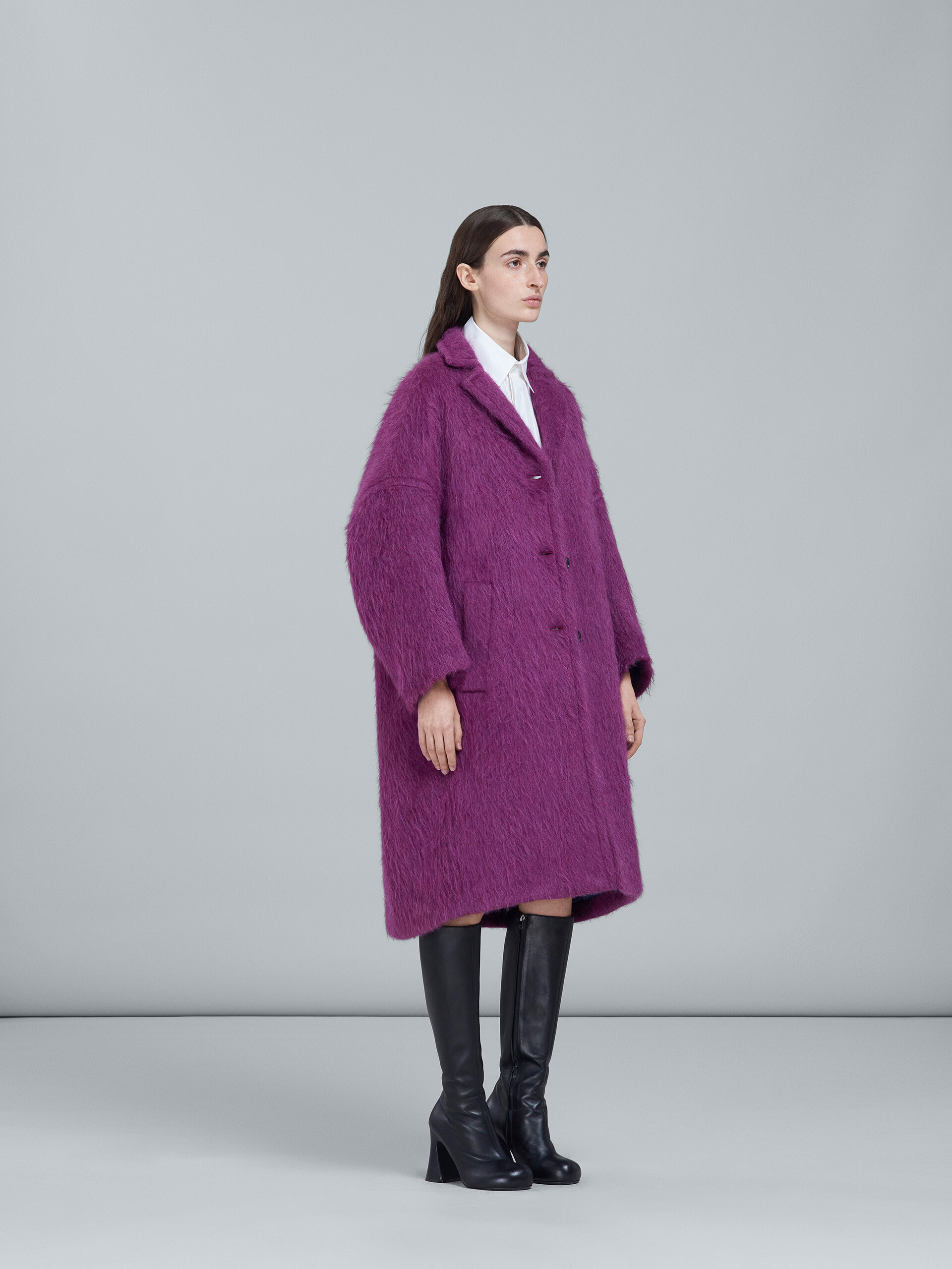 Reversible brushed wool coat - Coats - Image 6