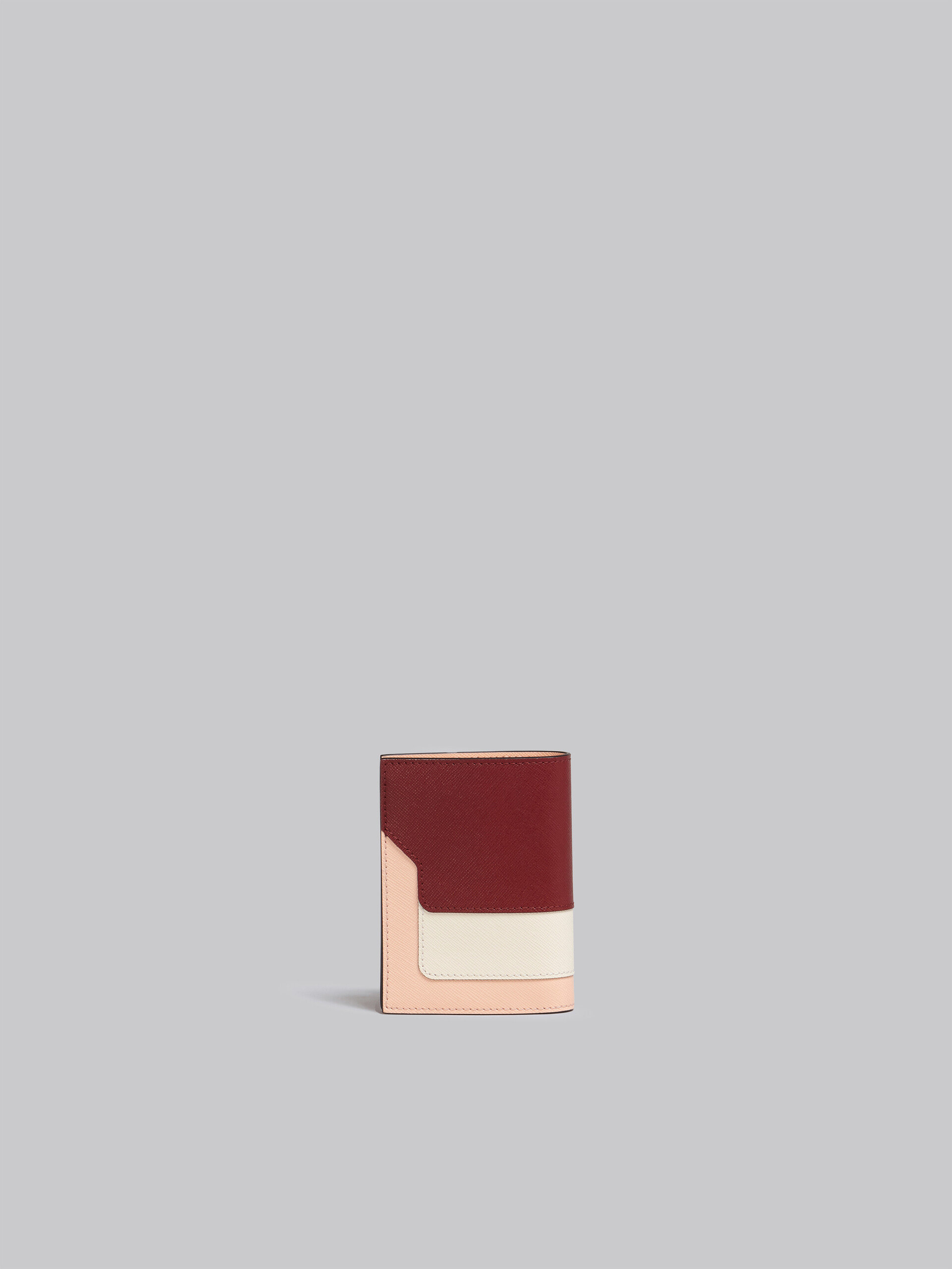 Portafoglio bi-fold in saffiano rosso bianco e rosa - Portafogli - Image 3