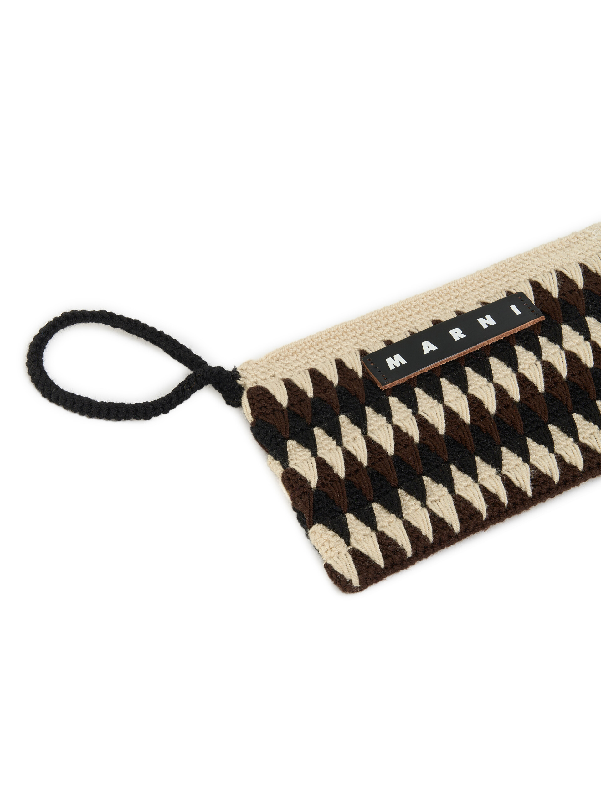 Black Crochet Marni Market Medium Chessboard Pouch - Accessories - Image 3