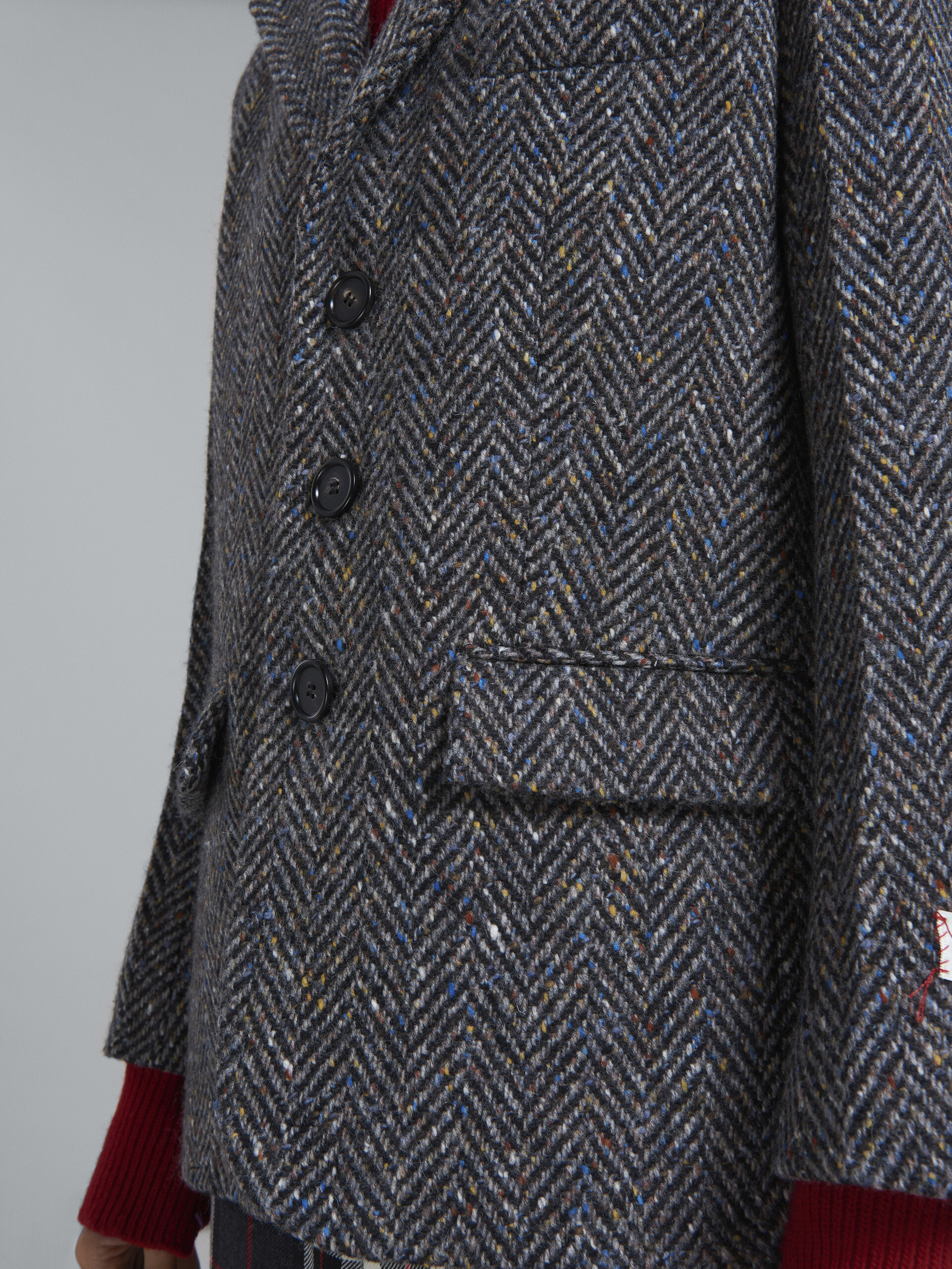 Grey chevron wool three-button blazer - Jackets - Image 5