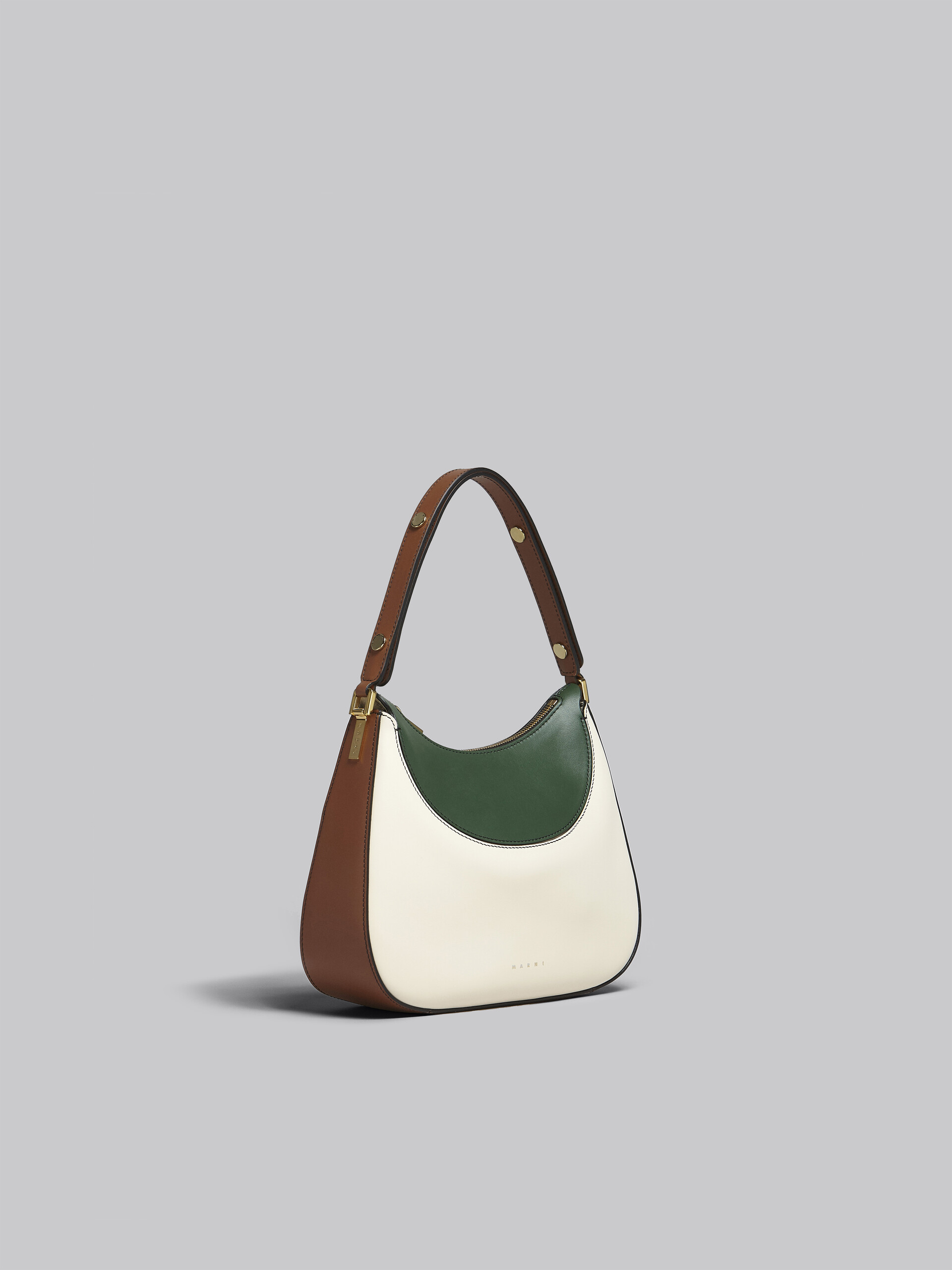 Milano small bag in white brown and green leather - Handbag - Image 6